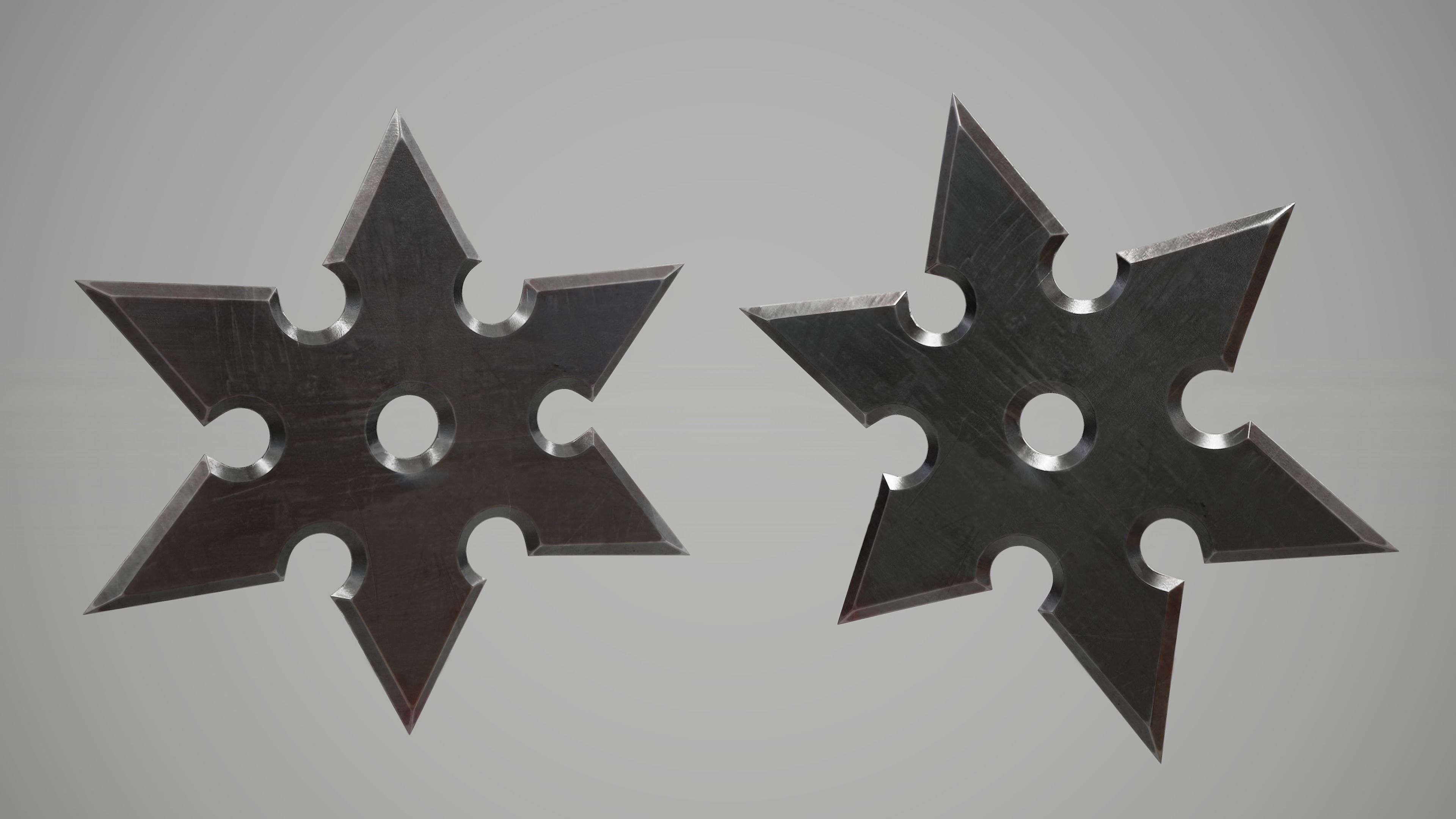 Shuriken Ninja Stars Pack Low-poly 3D model_7