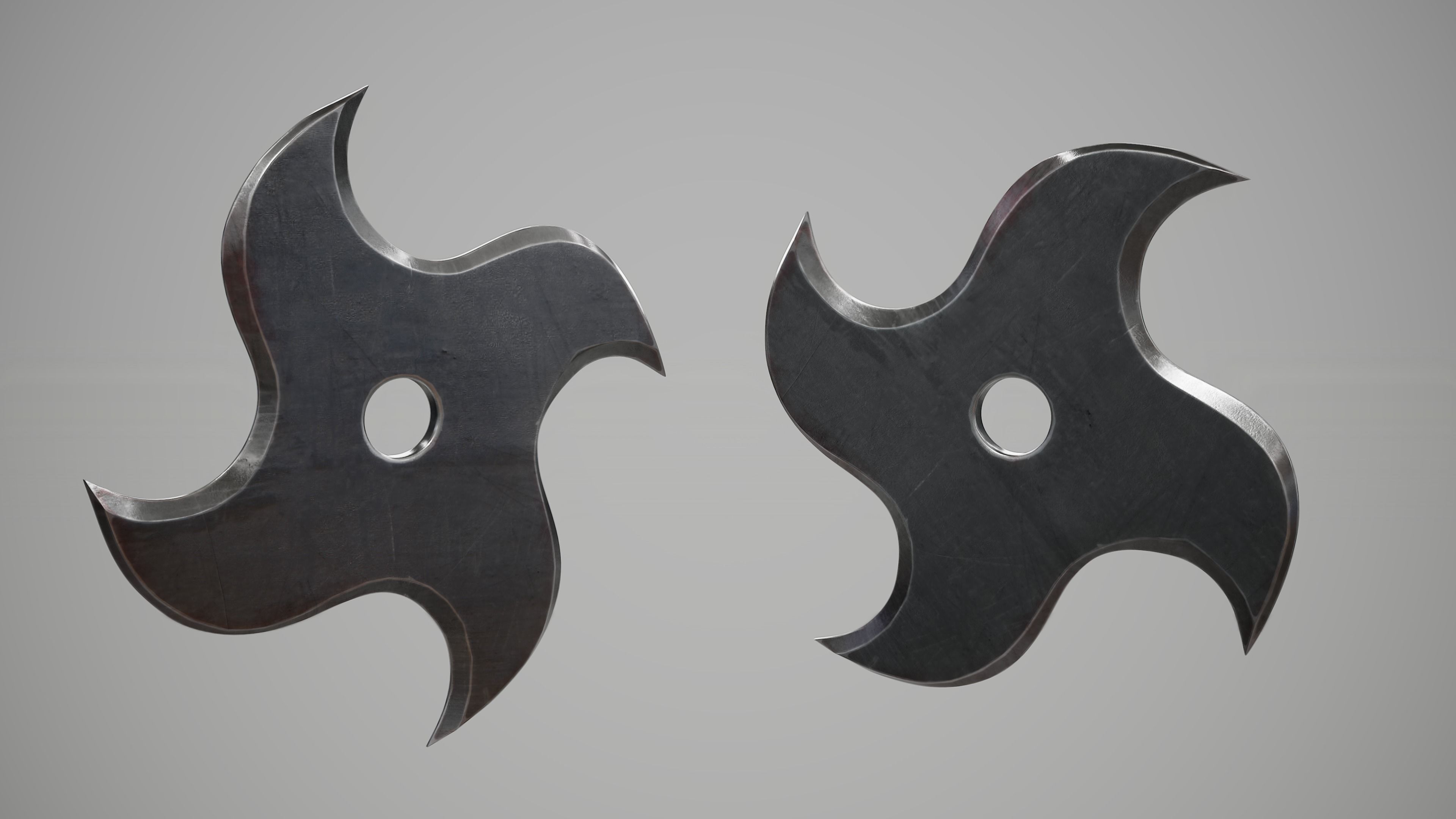 Shuriken Ninja Stars Pack Low-poly 3D model_3