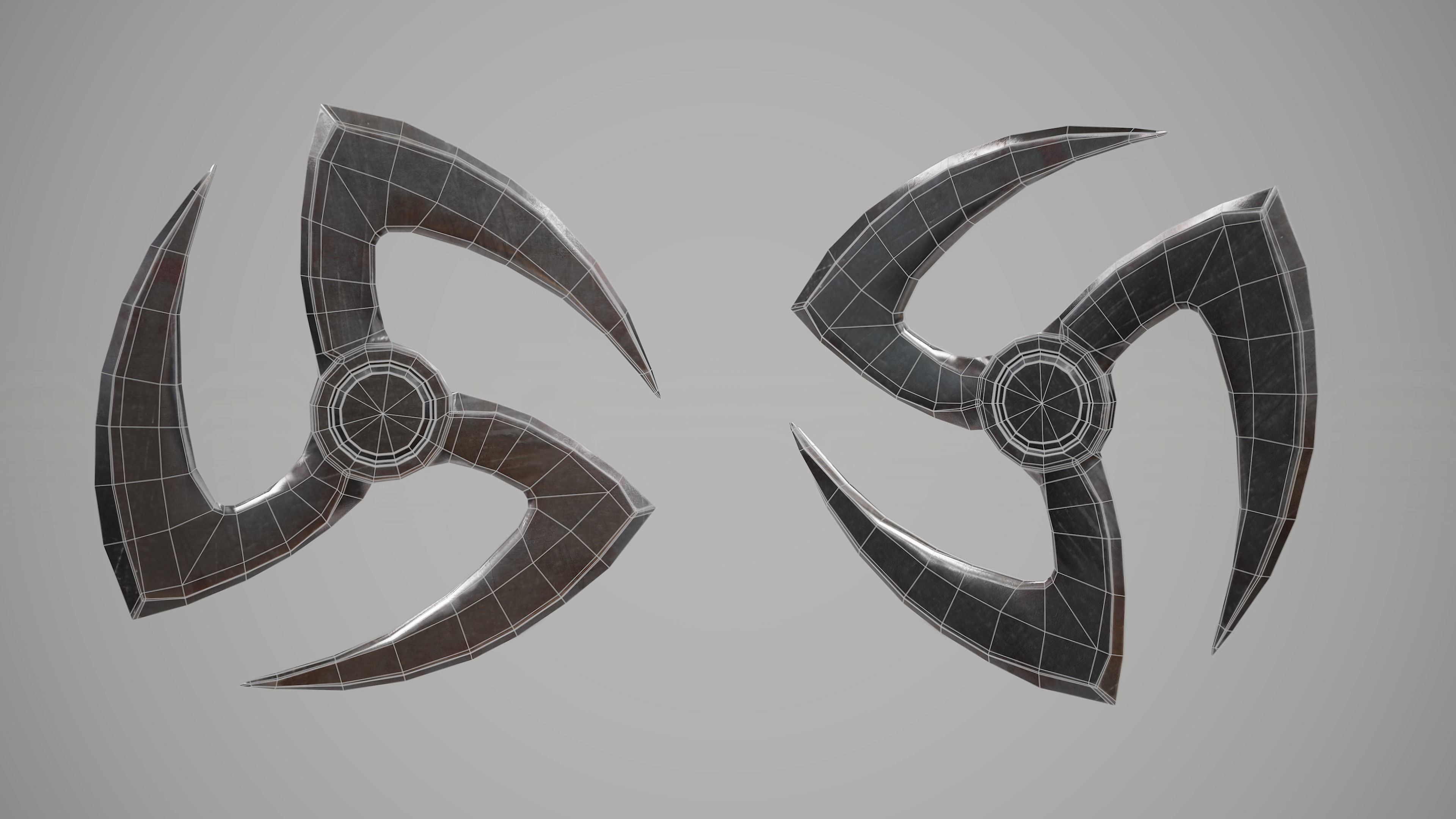 Shuriken Ninja Stars Pack Low-poly 3D model_6