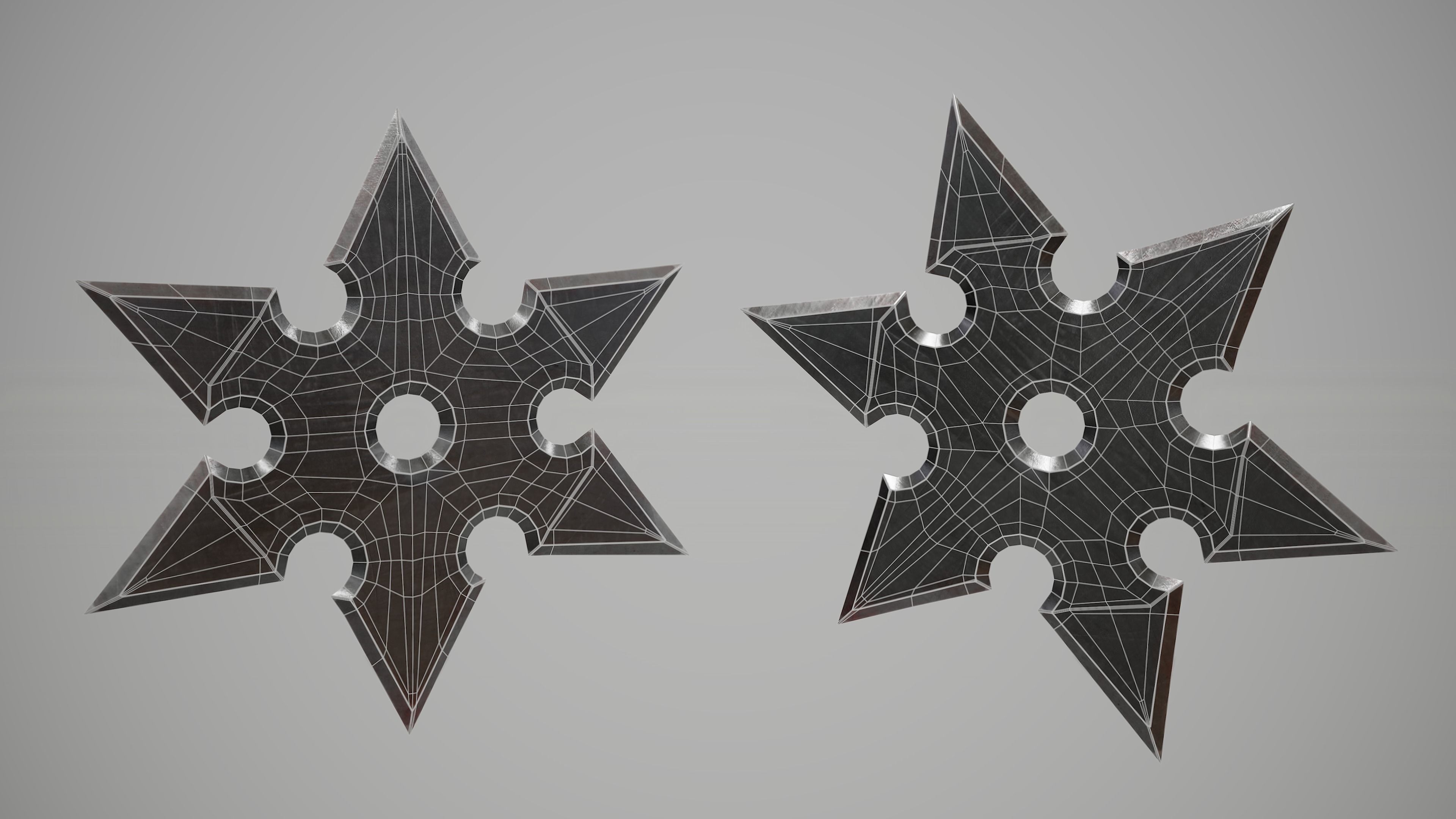 Shuriken Ninja Stars Pack Low-poly 3D model_8