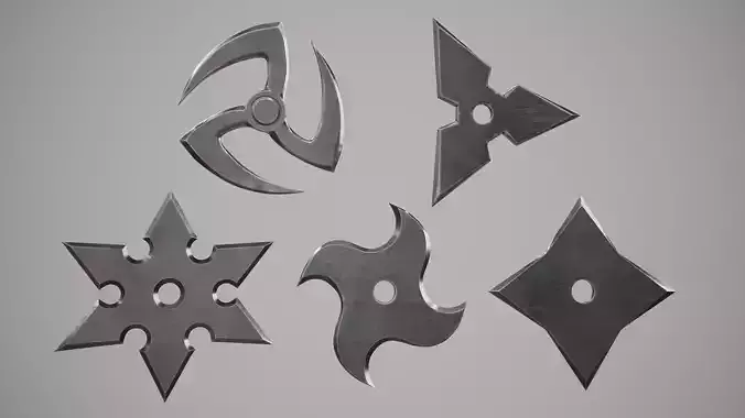 Shuriken Ninja Stars Pack Low-poly 3D model