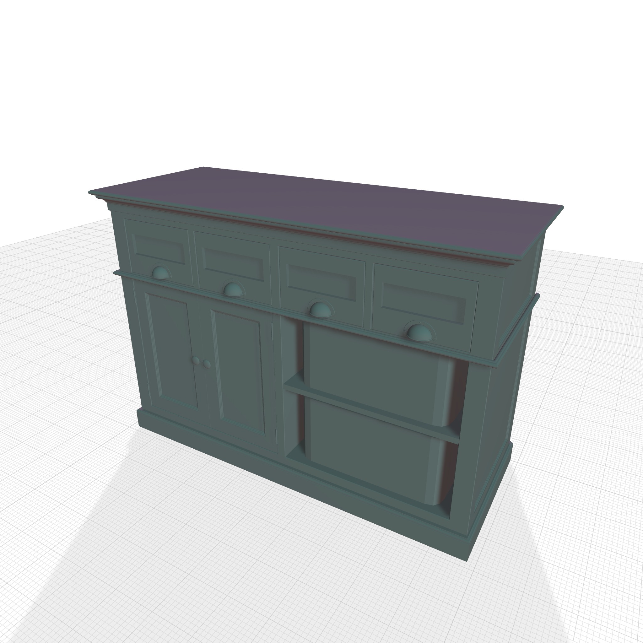 Gerold Wide Drawer Mahogany Sideboard Buffet Console Table 3D model_5