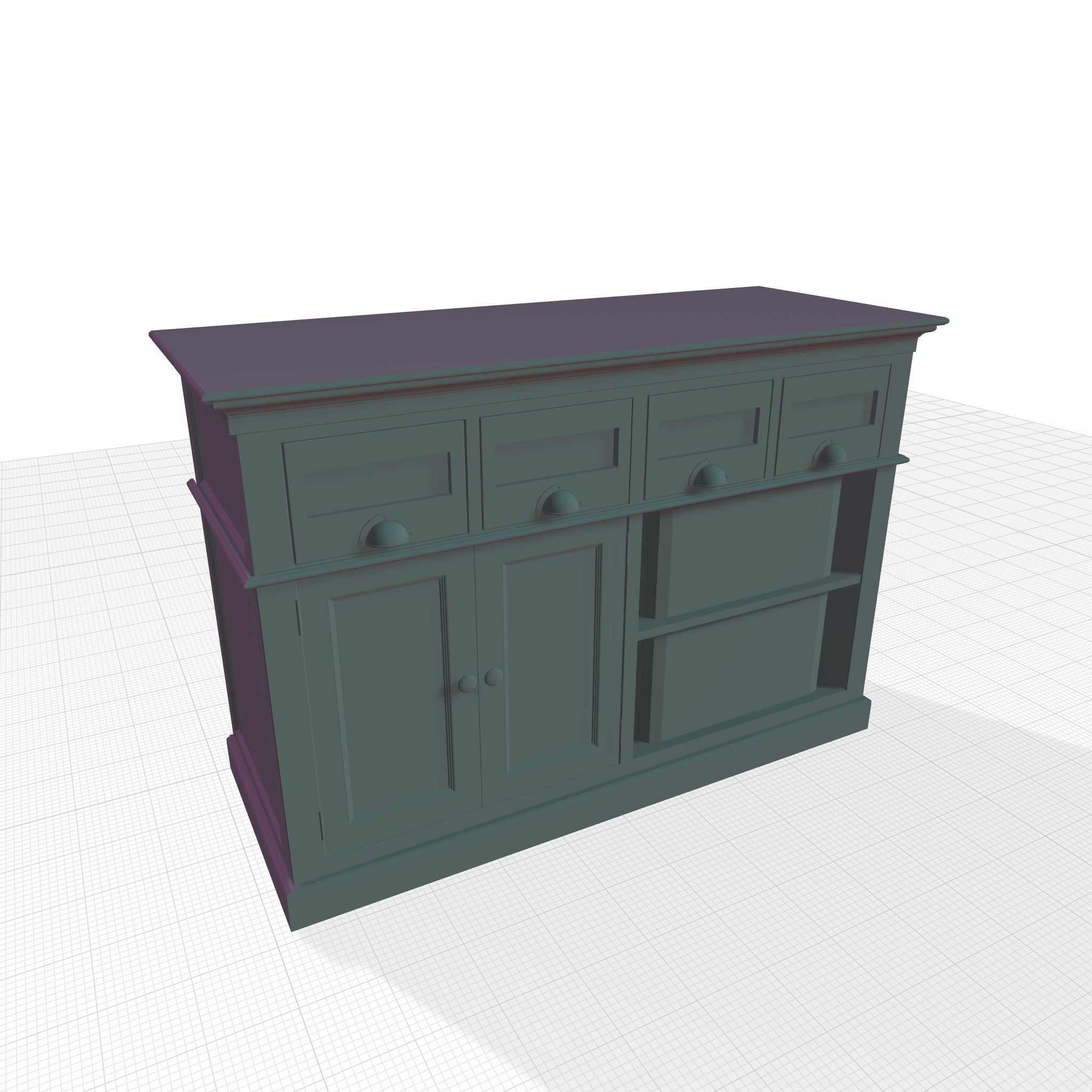 Gerold Wide Drawer Mahogany Sideboard Buffet Console Table 3D model_3