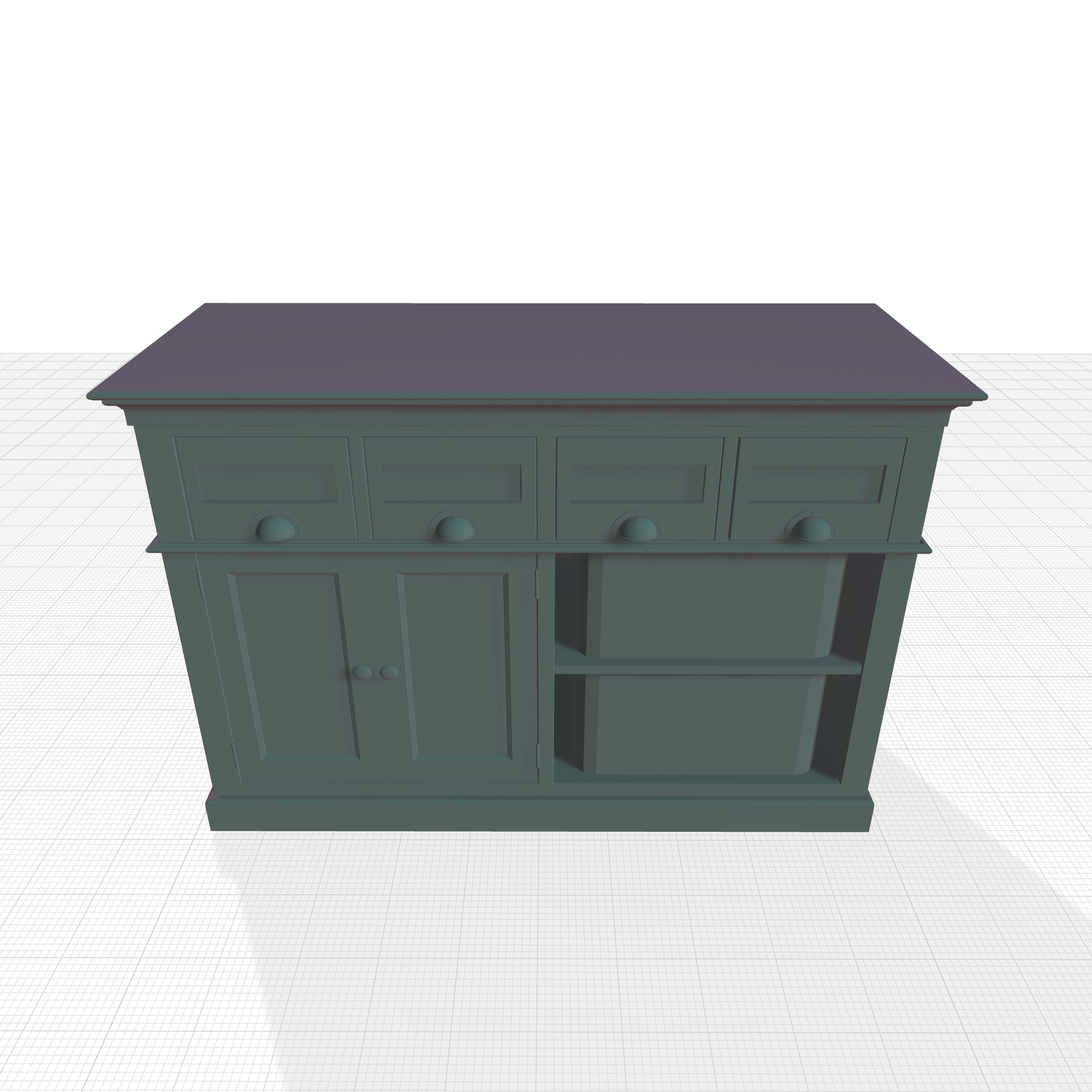 Gerold Wide Drawer Mahogany Sideboard Buffet Console Table 3D model_4