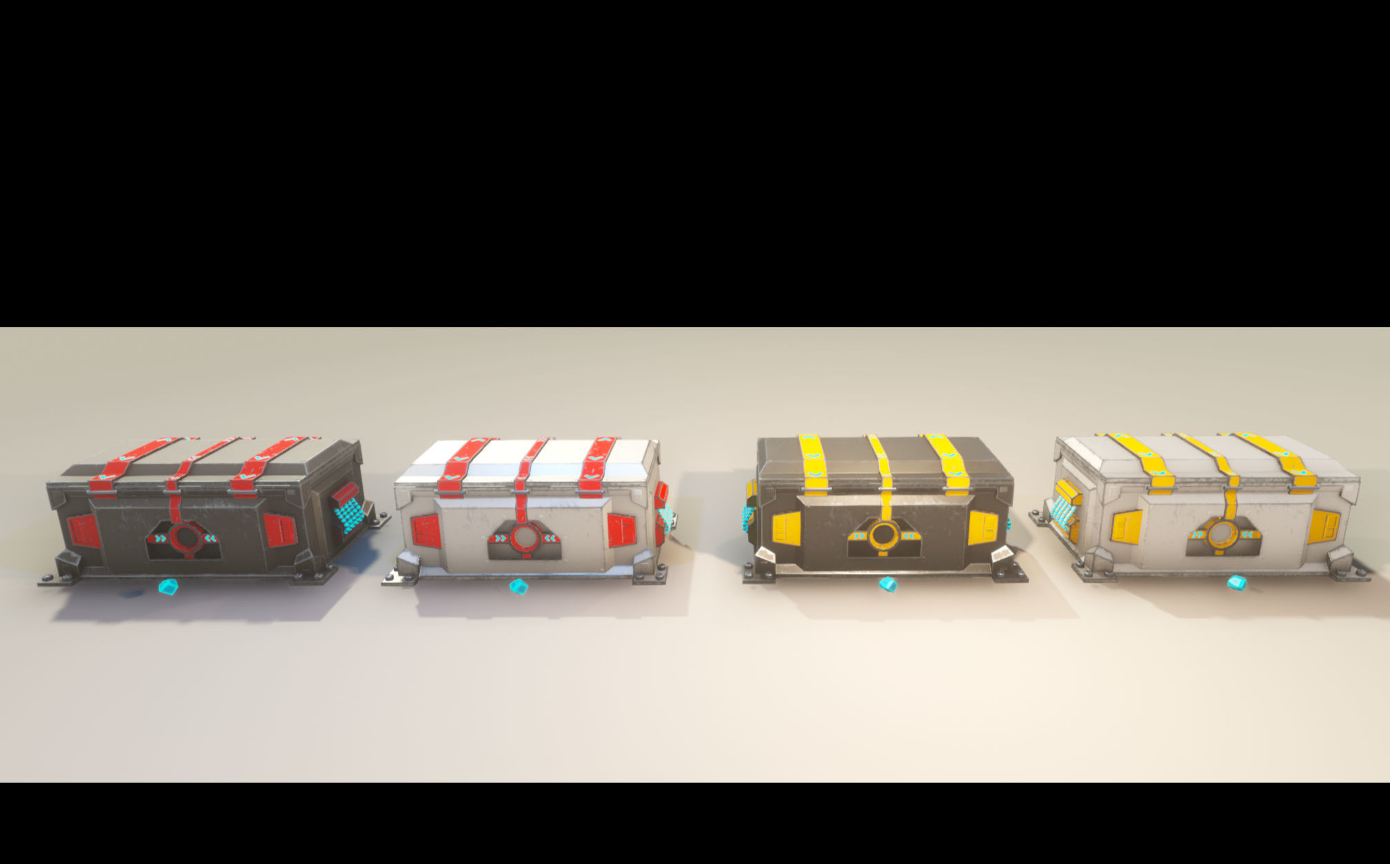 Sci-Fi animated chest Low-poly 3D model_11