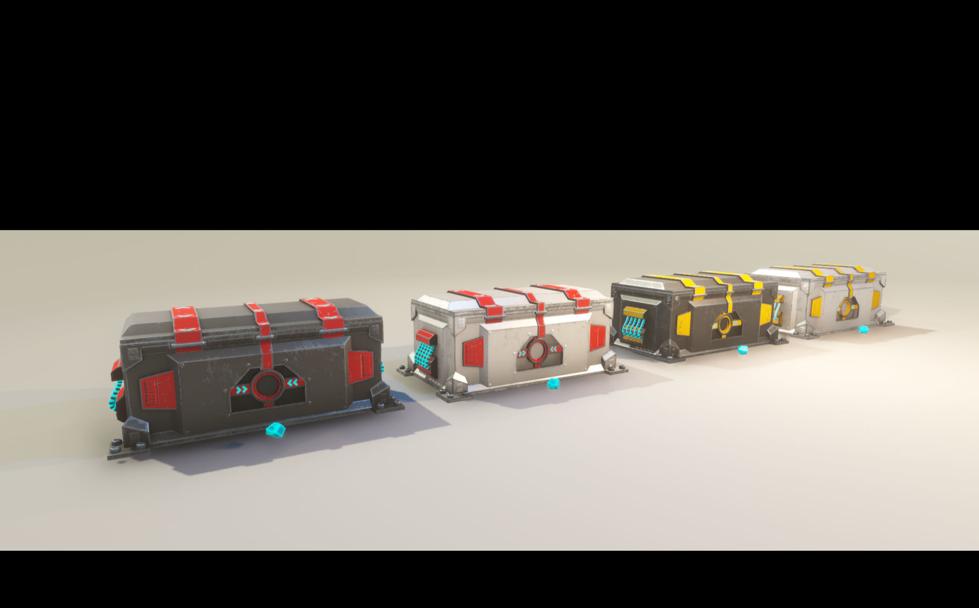 Sci-Fi animated chest Low-poly 3D model_10