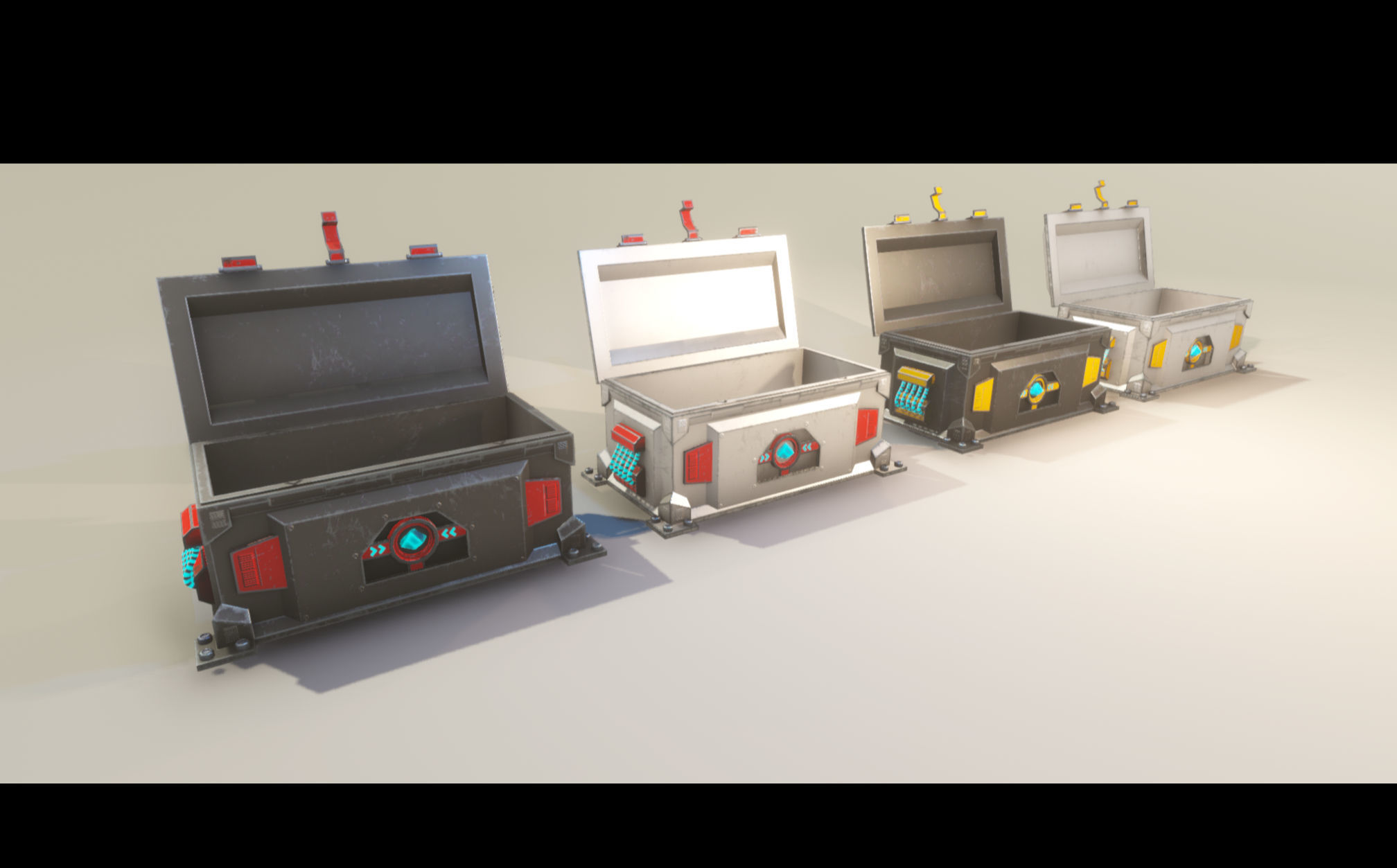 Sci-Fi animated chest Low-poly 3D model_2