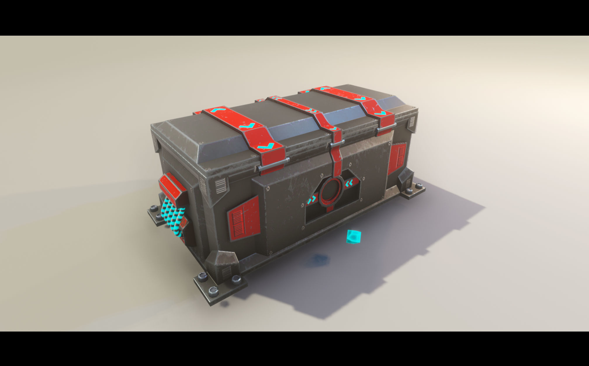 Sci-Fi animated chest Low-poly 3D model_8