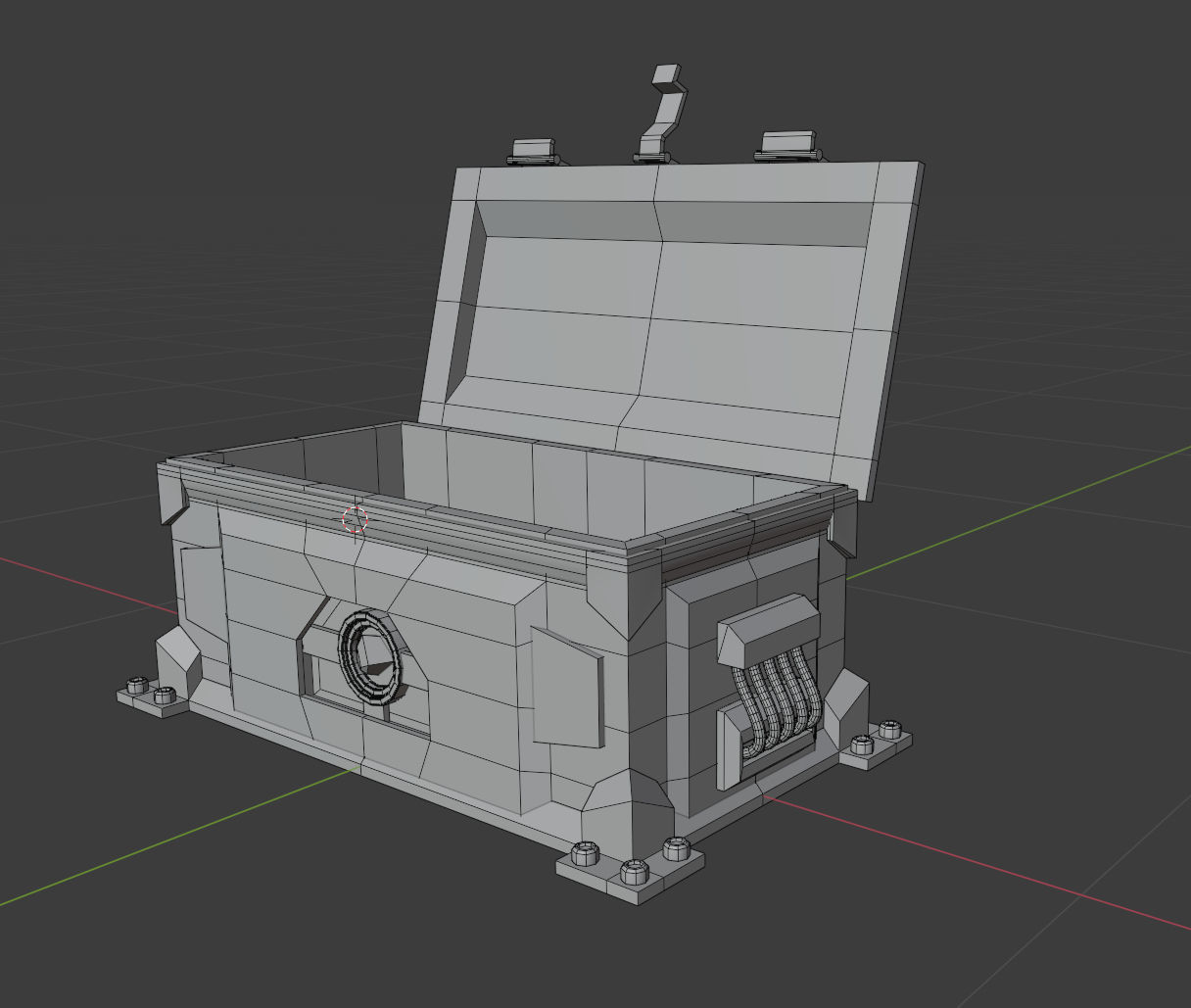Sci-Fi animated chest Low-poly 3D model_4