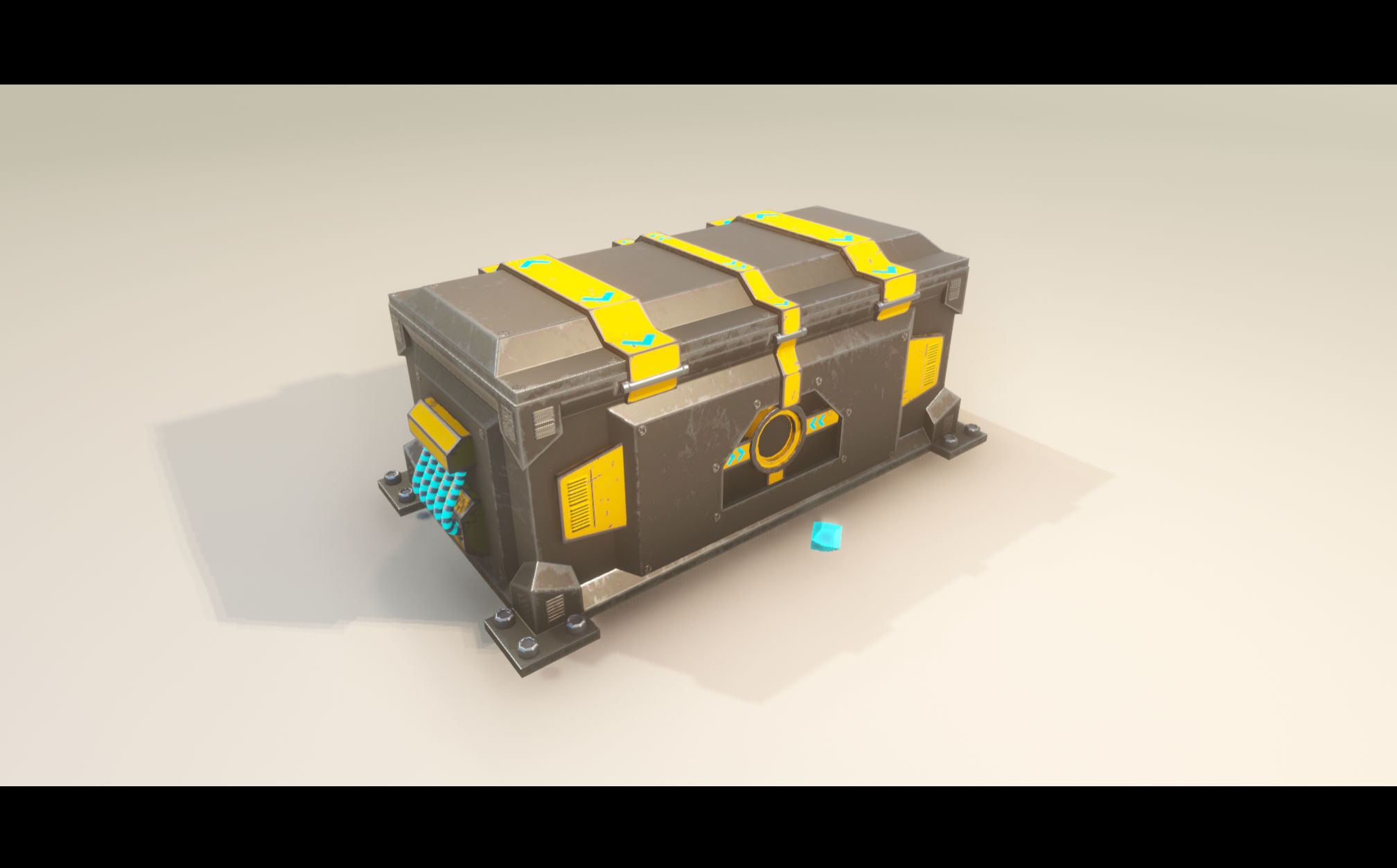 Sci-Fi animated chest Low-poly 3D model_9