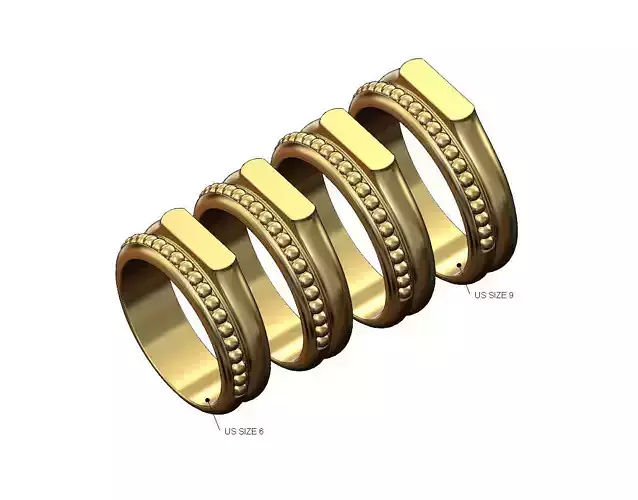 Beaded slot signet ring US sizes 6to9