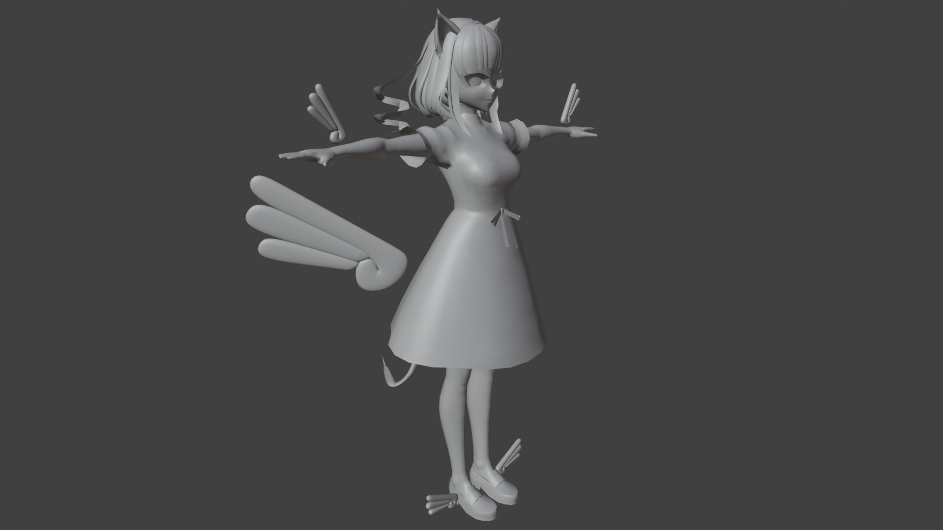 cute anime girl character - Ayame Low-poly 3D model_10