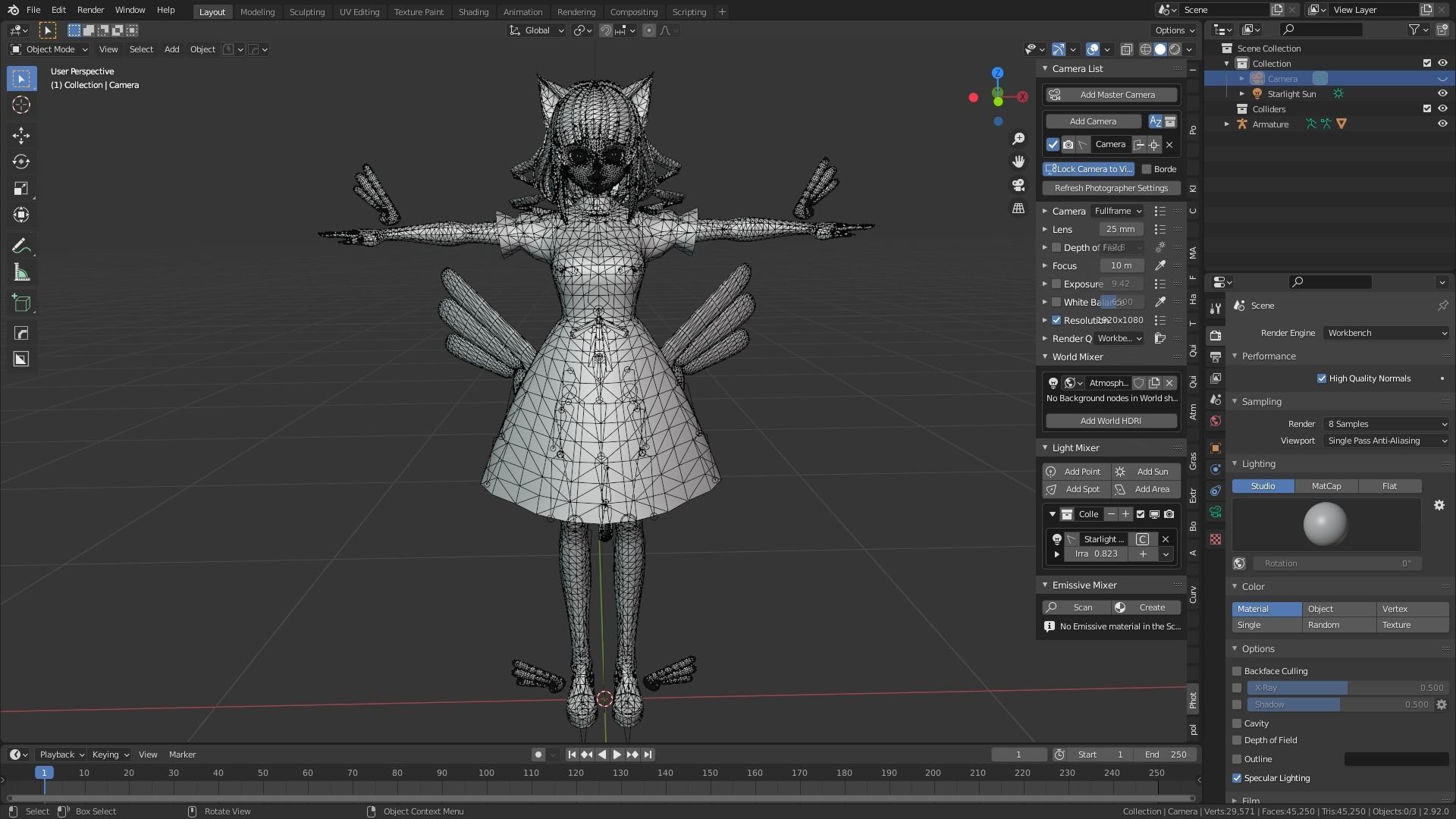 cute anime girl character - Ayame Low-poly 3D model_12