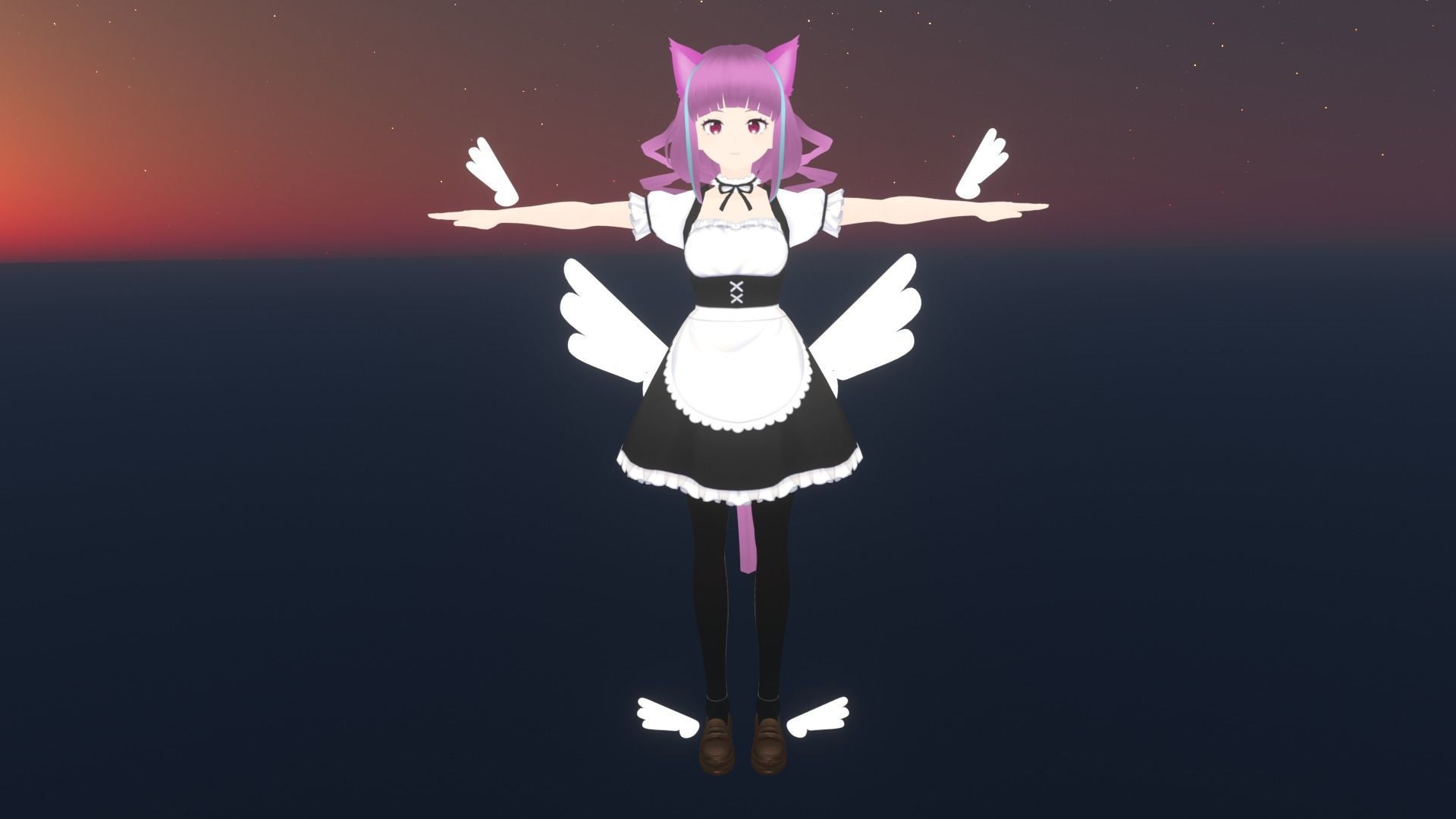 cute anime girl character - Ayame Low-poly 3D model_1