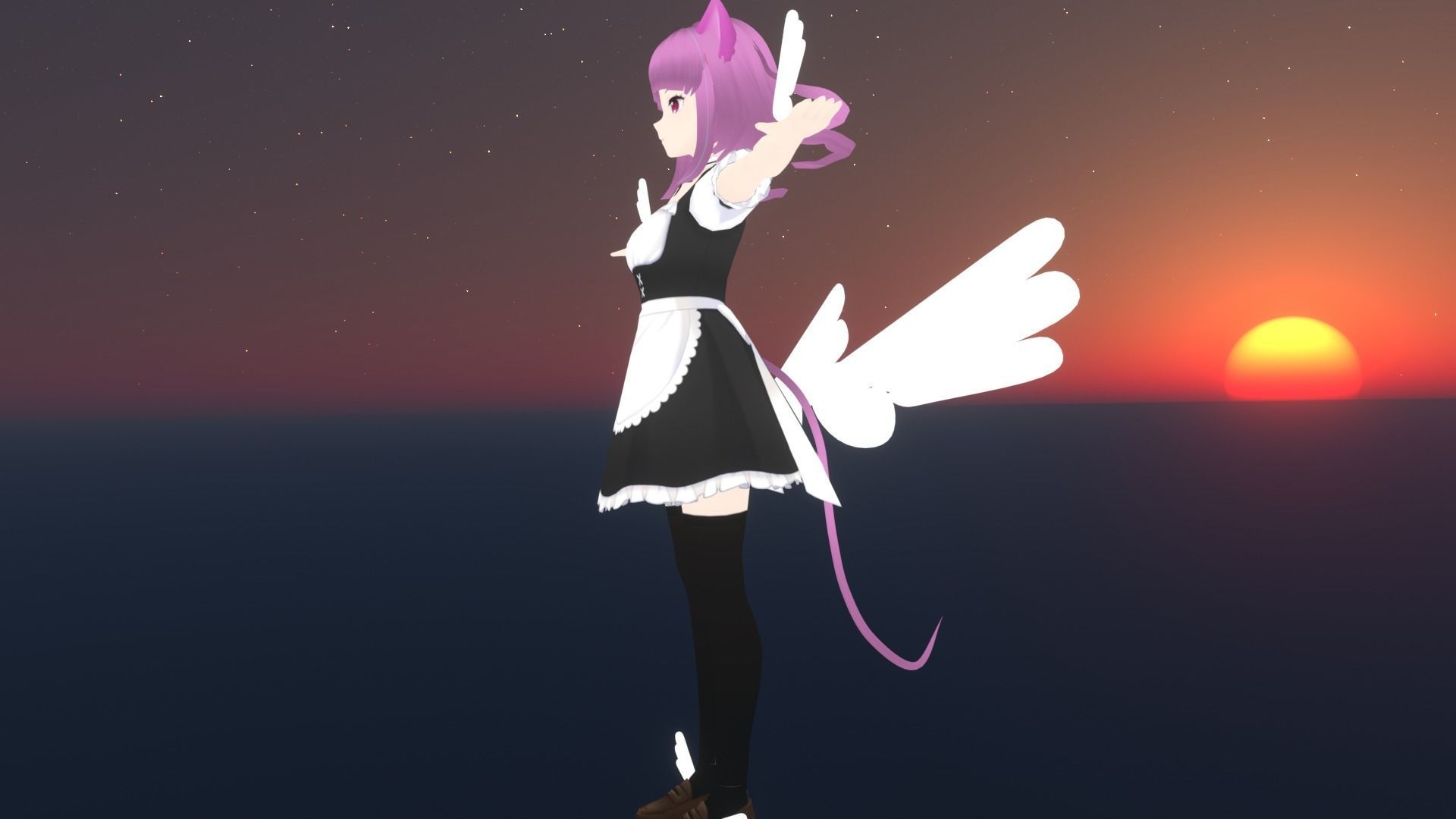 cute anime girl character - Ayame Low-poly 3D model_5