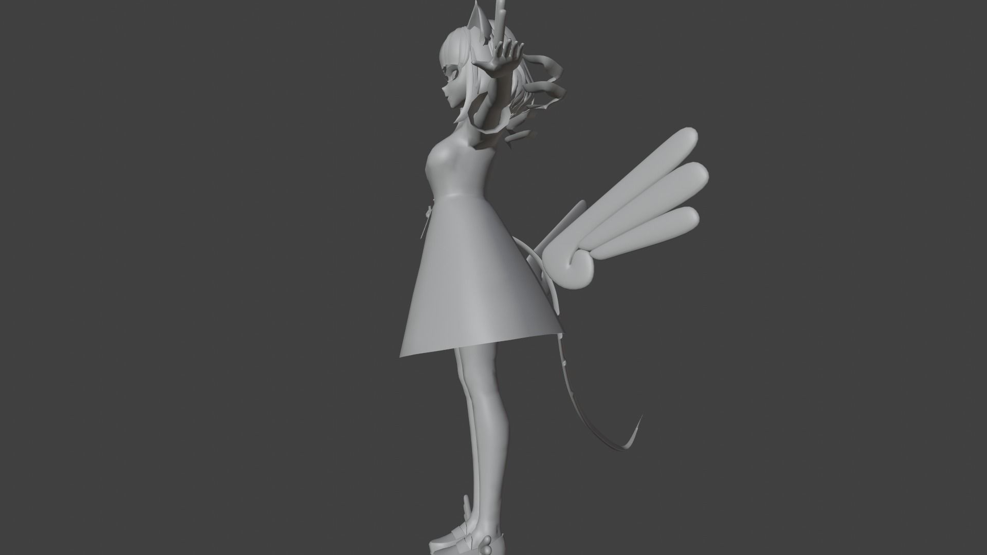 cute anime girl character - Ayame Low-poly 3D model_9