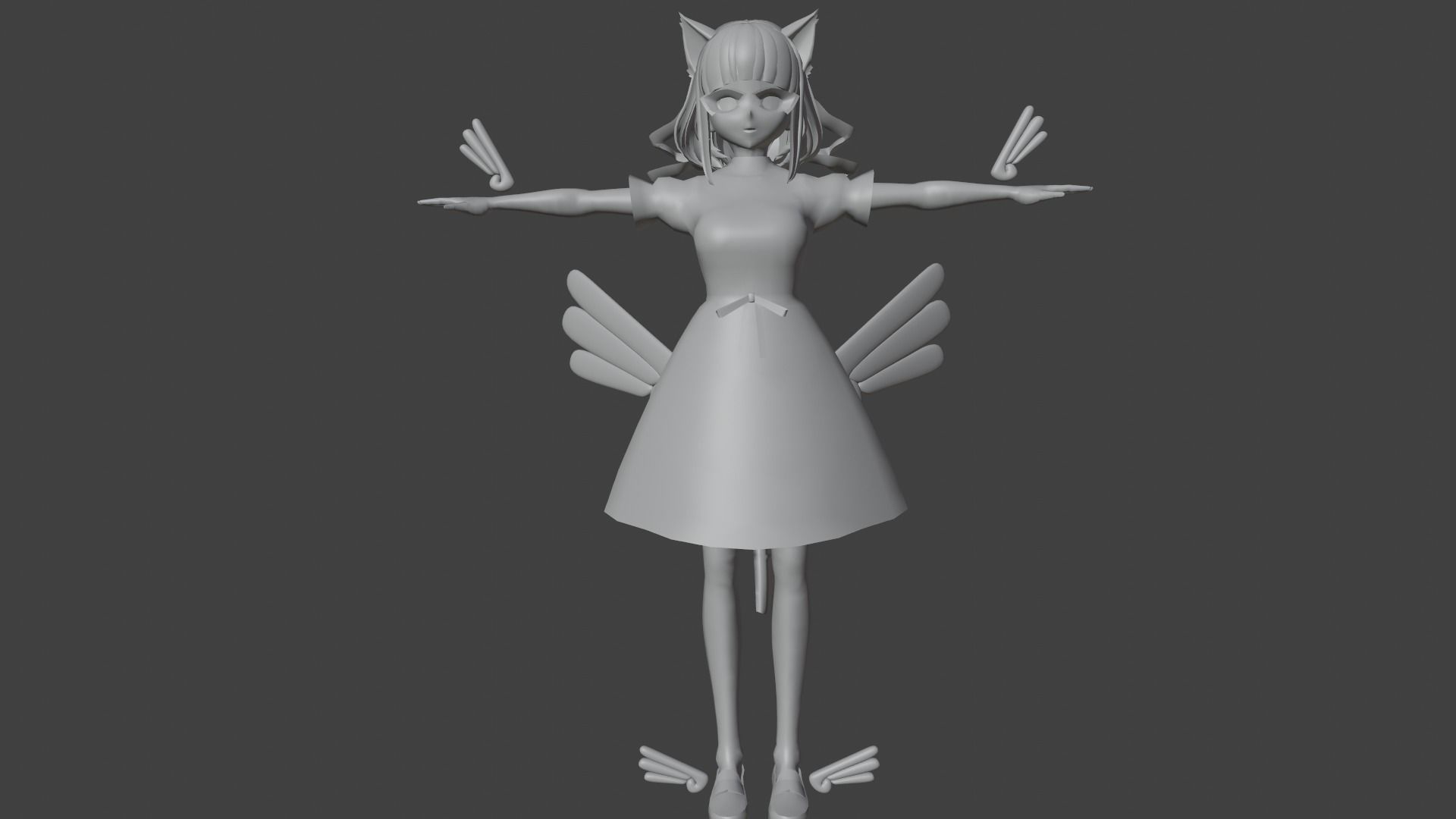 cute anime girl character - Ayame Low-poly 3D model_7
