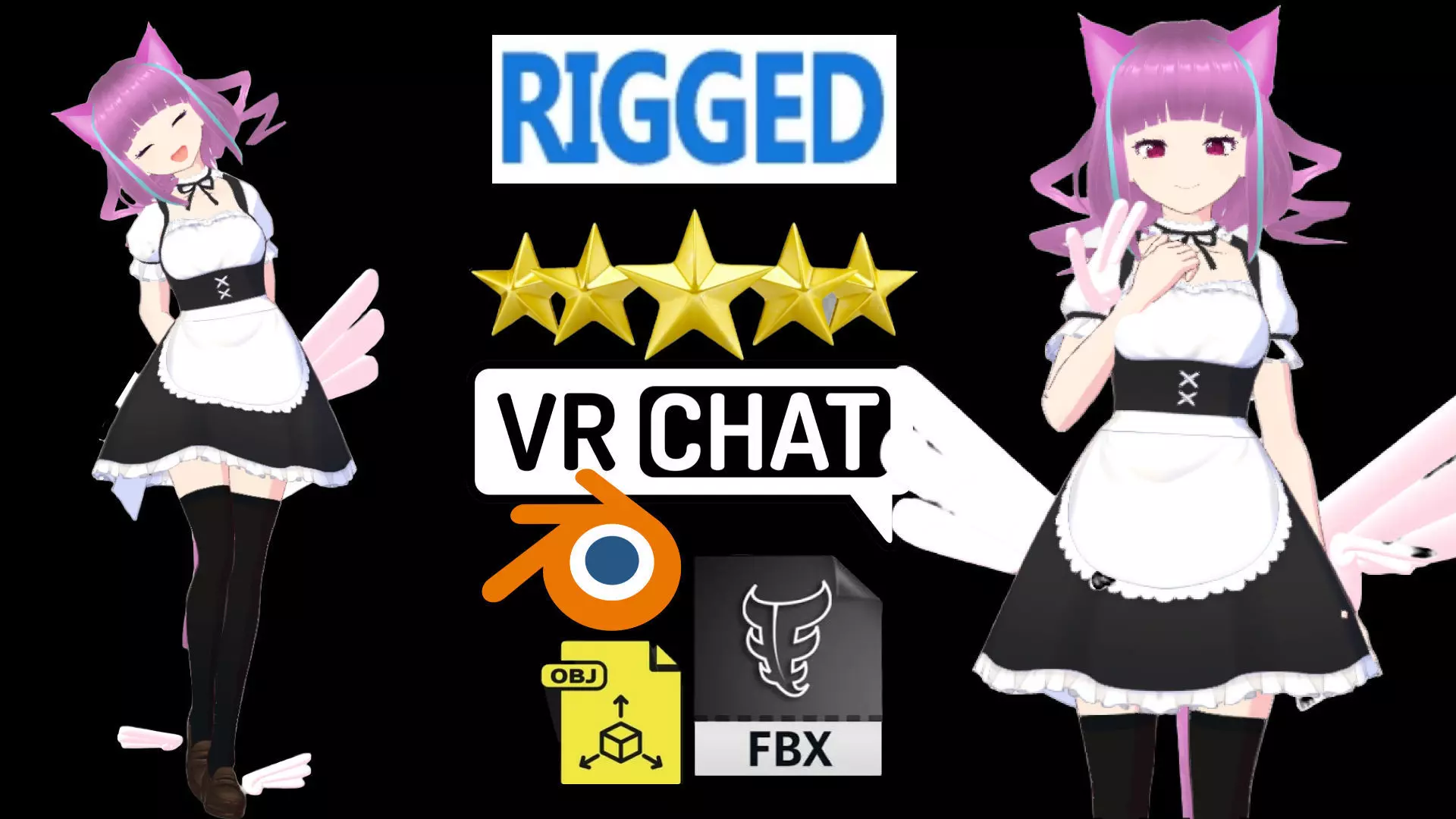 cute anime girl character - Ayame Low-poly 3D model_0