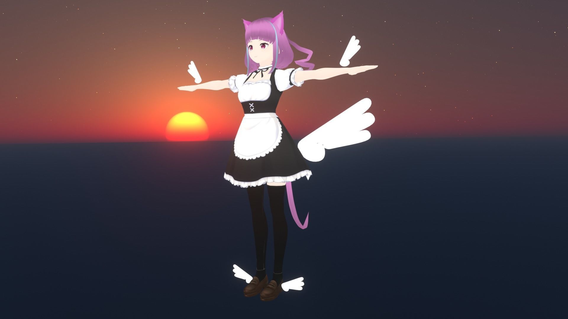 cute anime girl character - Ayame Low-poly 3D model_4