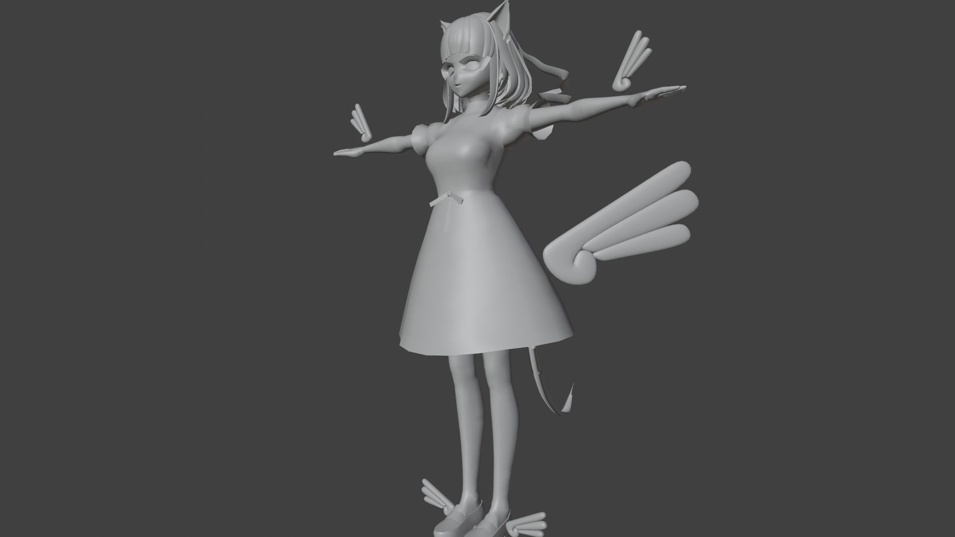 cute anime girl character - Ayame Low-poly 3D model_8