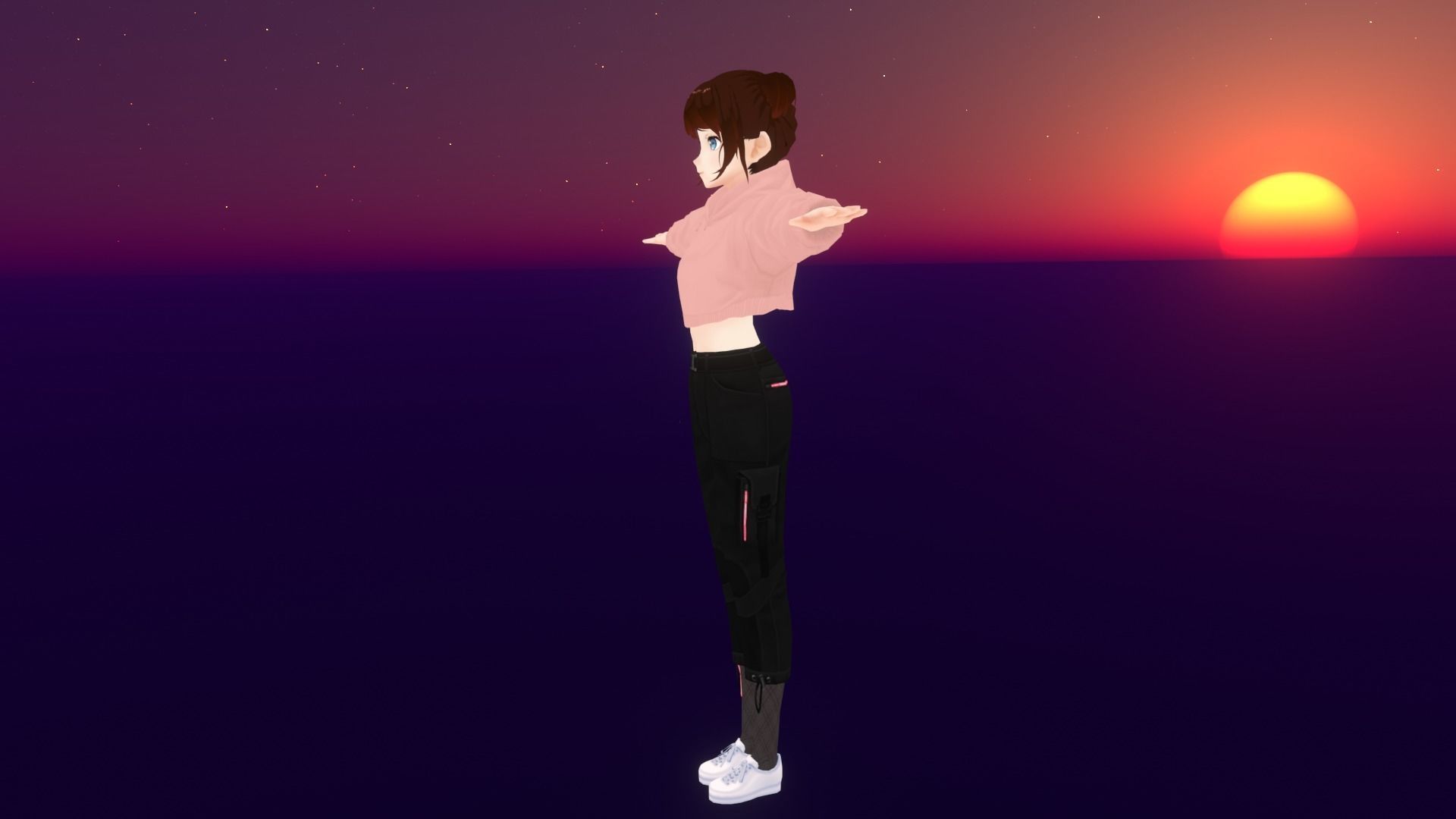 cute anime girl character - Ayano Low-poly 3D model_5