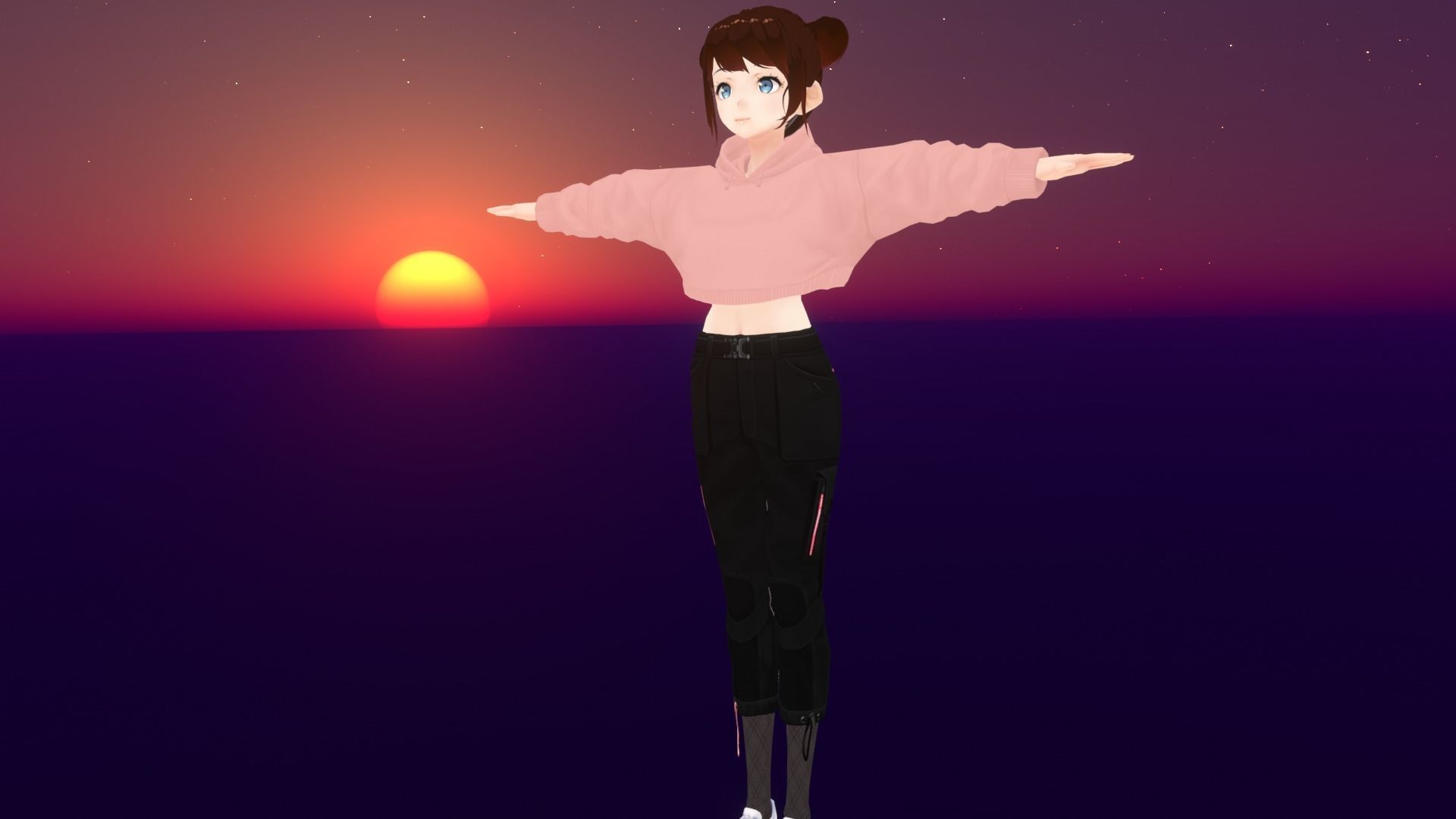 cute anime girl character - Ayano Low-poly 3D model_3