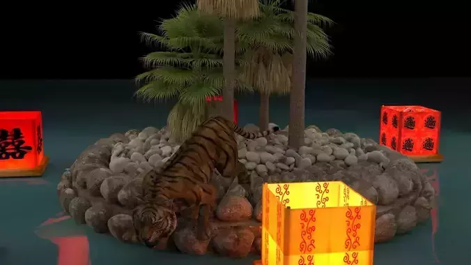 Chinese drinking tiger  3D model