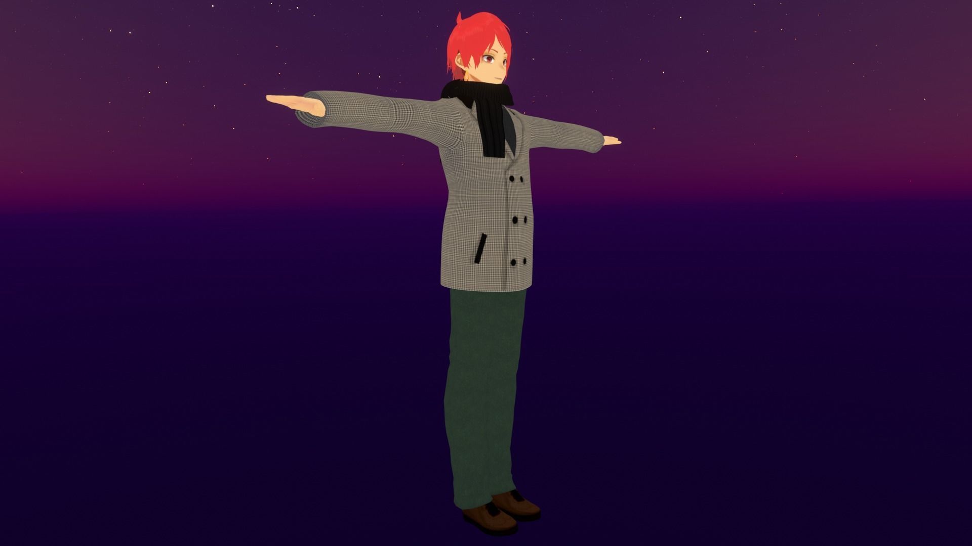 cute anime boy character - Daichi Low-poly 3D model_5