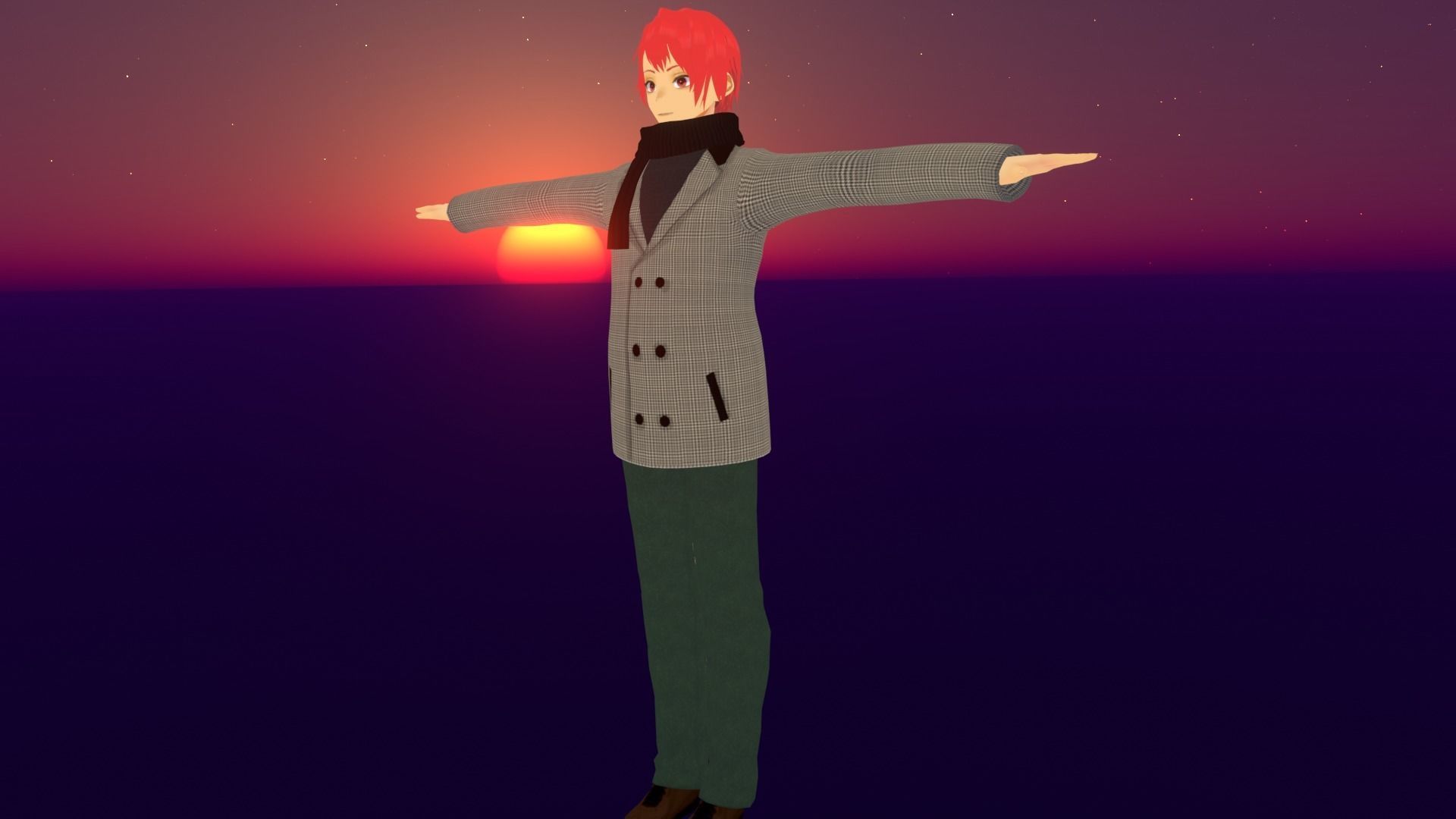 cute anime boy character - Daichi Low-poly 3D model_3