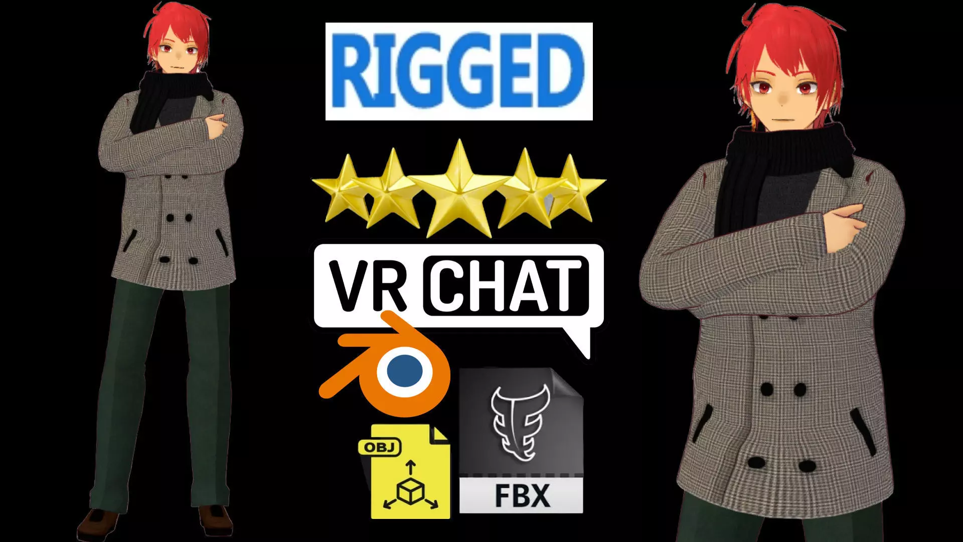 cute anime boy character - Daichi Low-poly 3D model_0