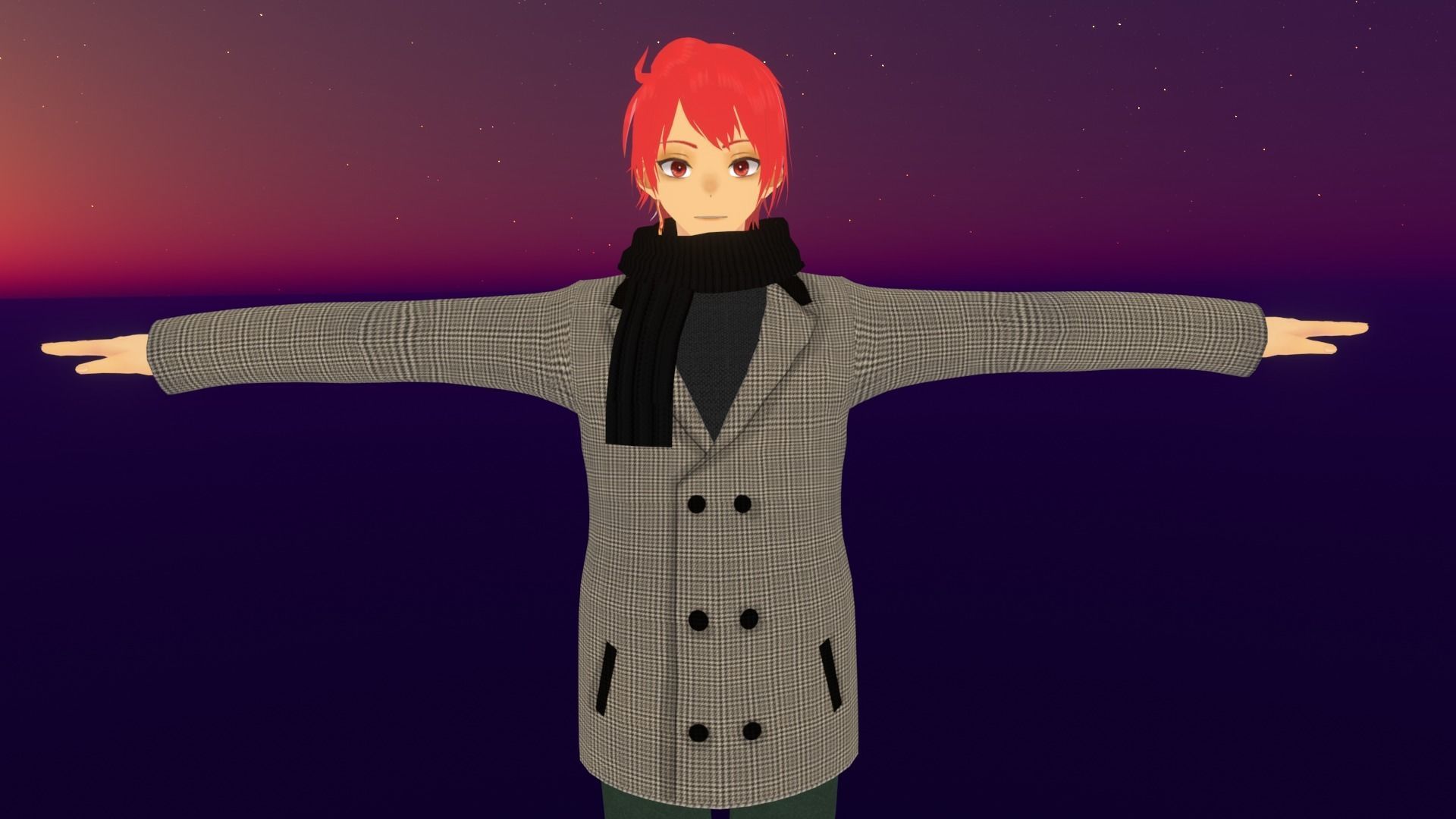 cute anime boy character - Daichi Low-poly 3D model_2