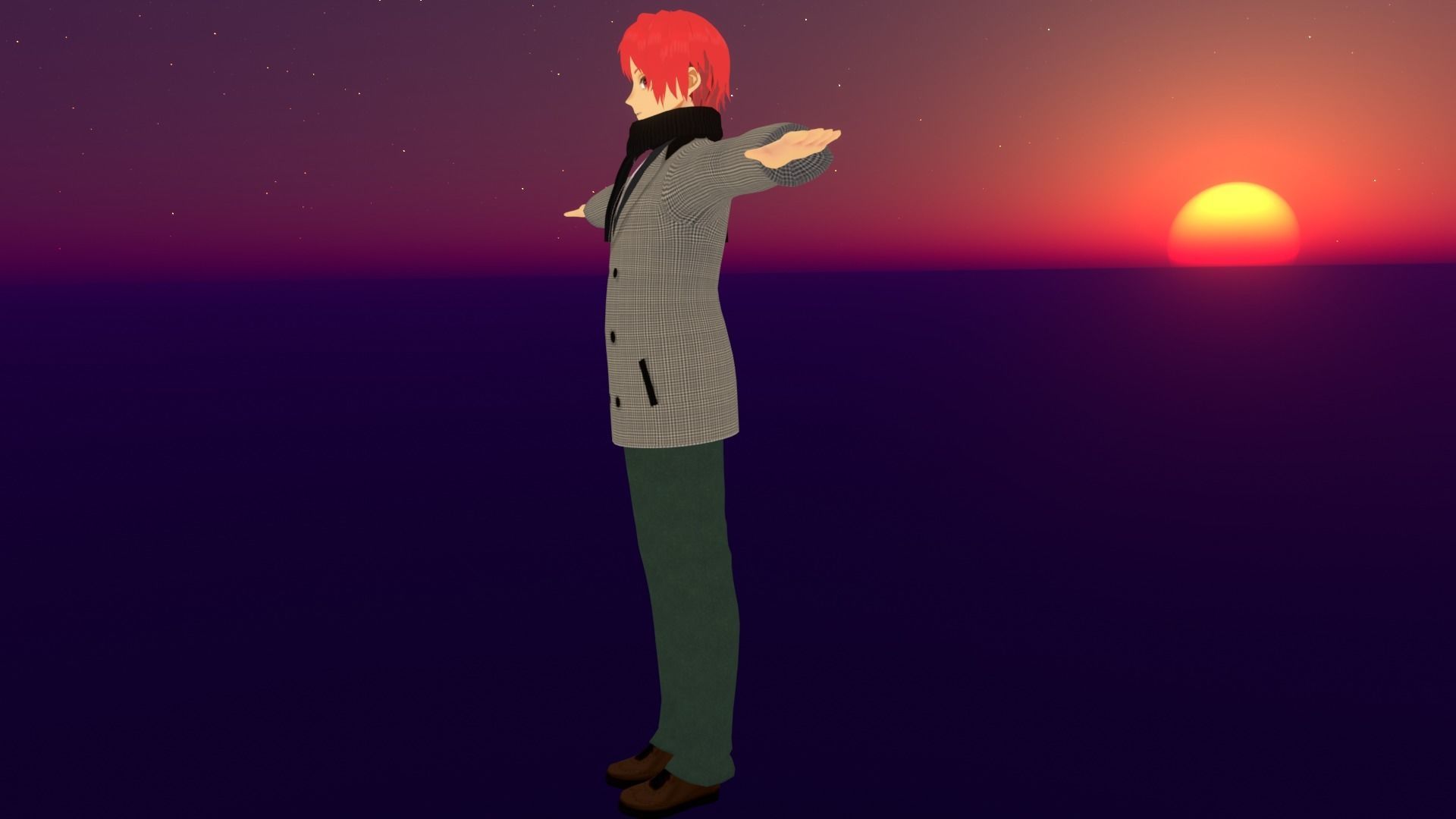 cute anime boy character - Daichi Low-poly 3D model_4