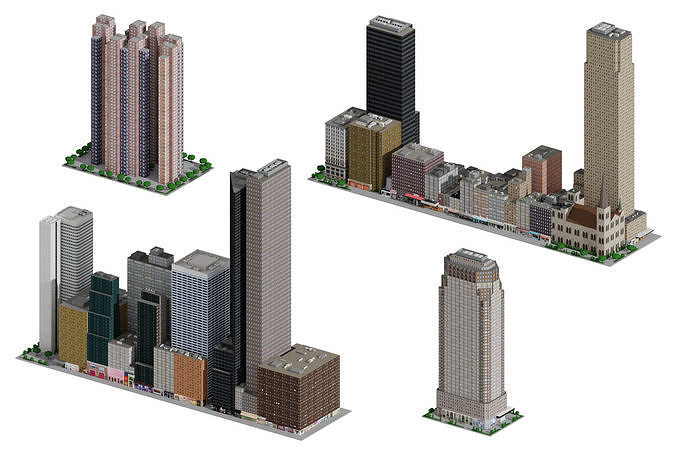 City Downtown Skyscraper Low-poly 3D model