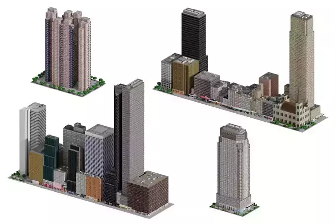City Downtown Skyscraper Low-poly 3D model