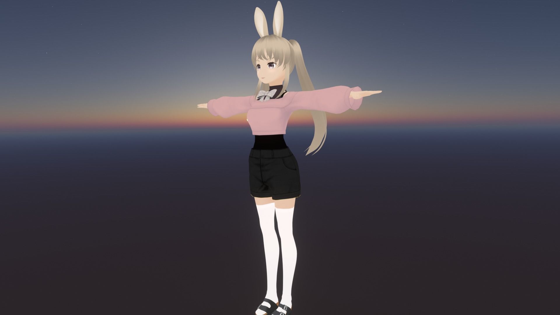 cute anime girl character - Chika Low-poly 3D model_4