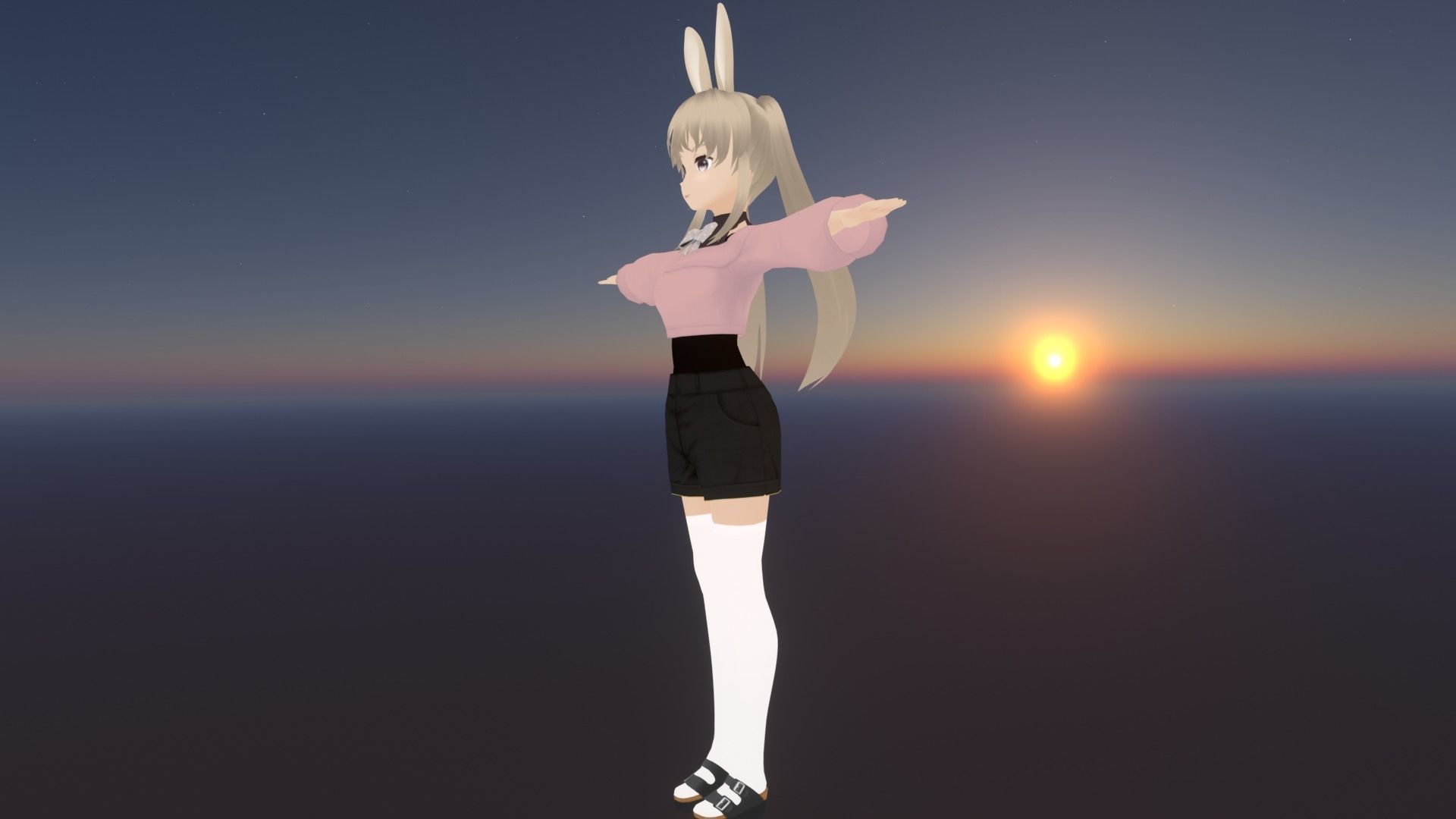 cute anime girl character - Chika Low-poly 3D model_3