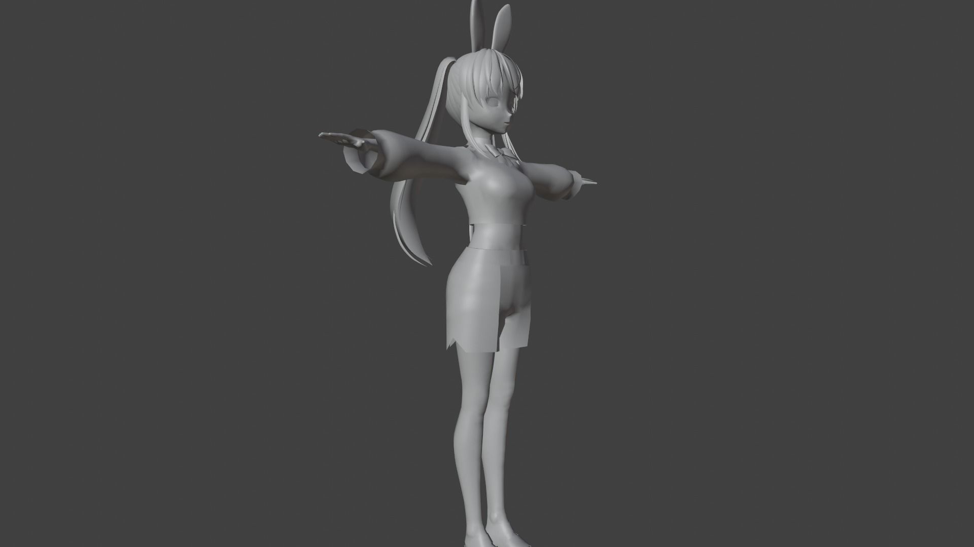 cute anime girl character - Chika Low-poly 3D model_8