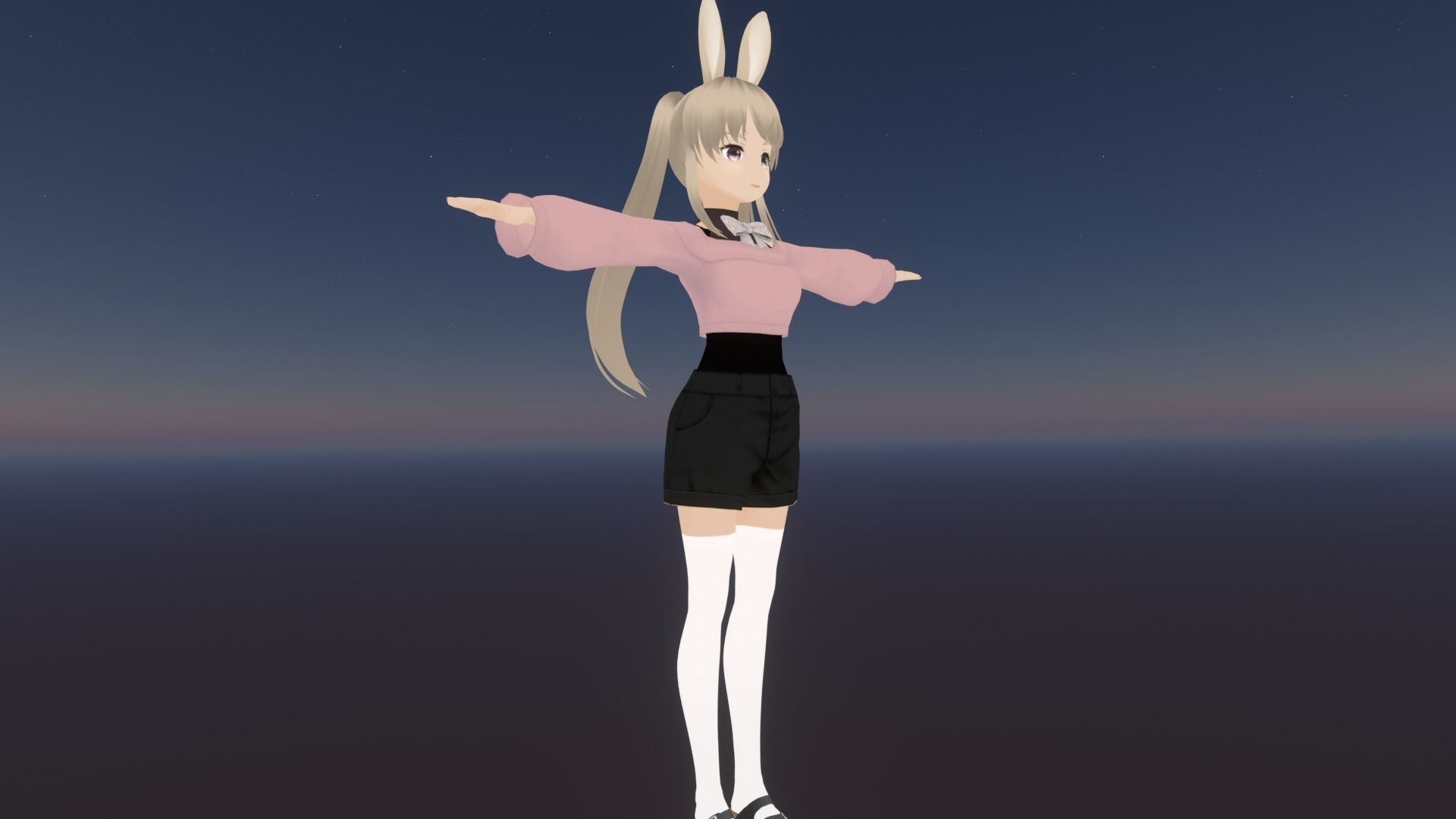 cute anime girl character - Chika Low-poly 3D model_2