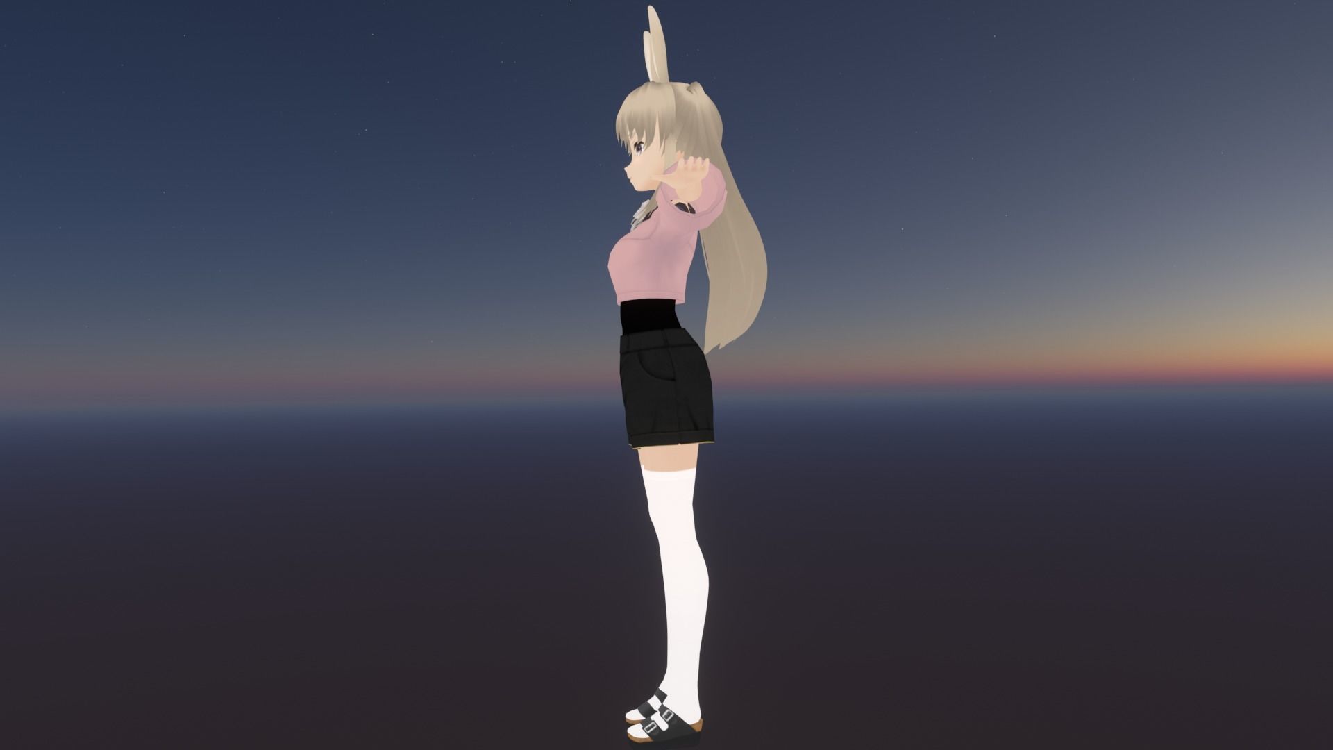 cute anime girl character - Chika Low-poly 3D model_5