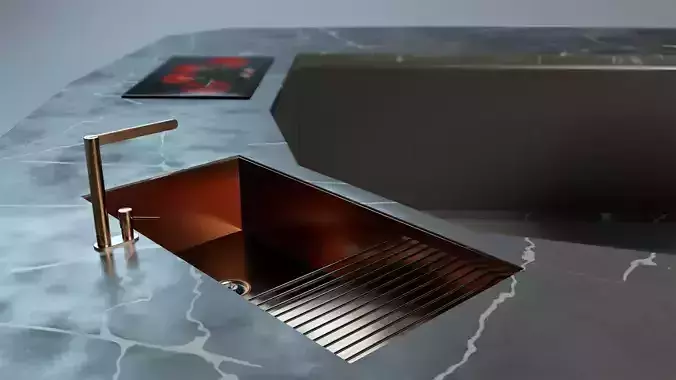 S shape modern kitchen