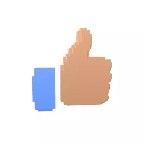 Voxel Facebook Like Button v1 006 Low-poly 3D model