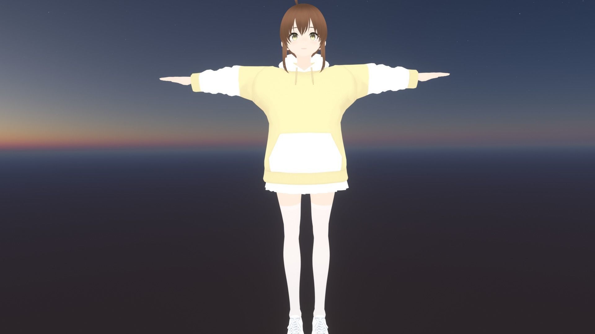 cute anime girl character - Emiko Low-poly 3D model_2