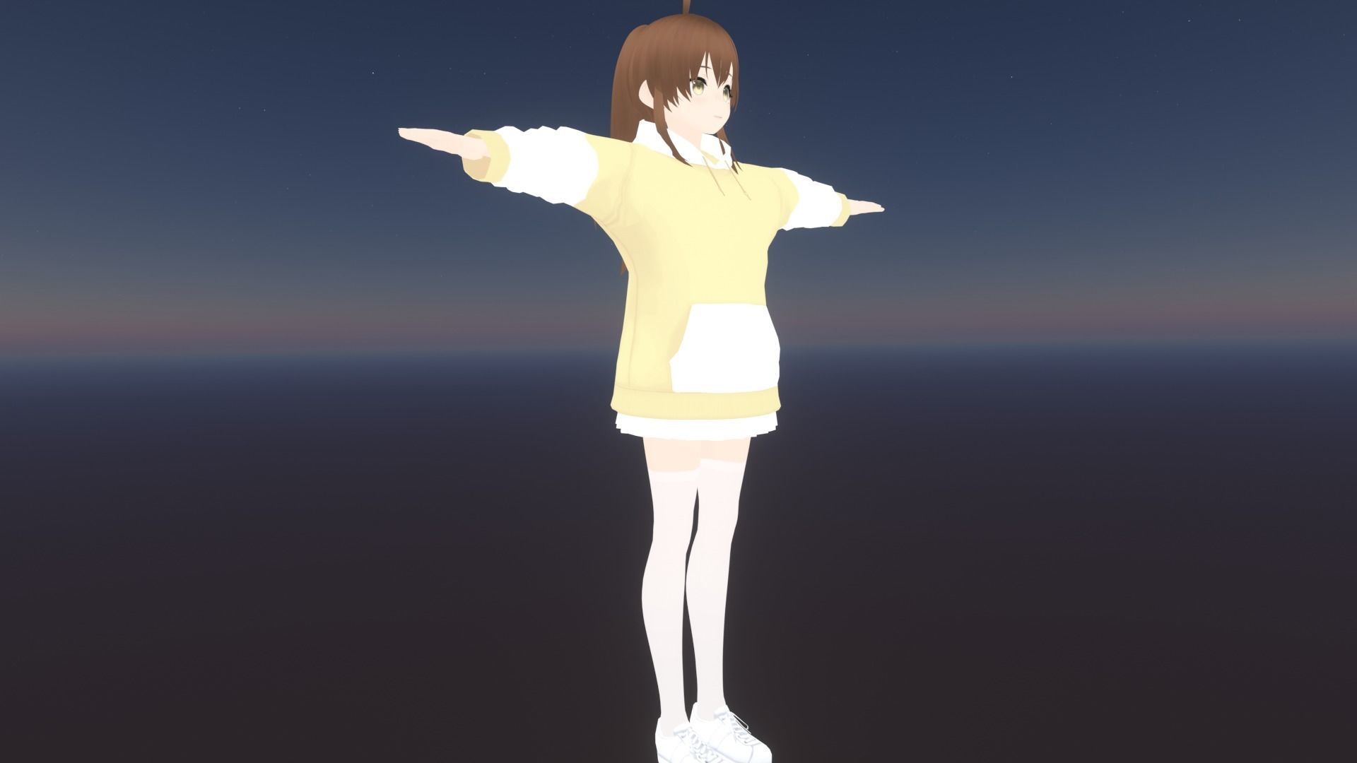 cute anime girl character - Emiko Low-poly 3D model_5