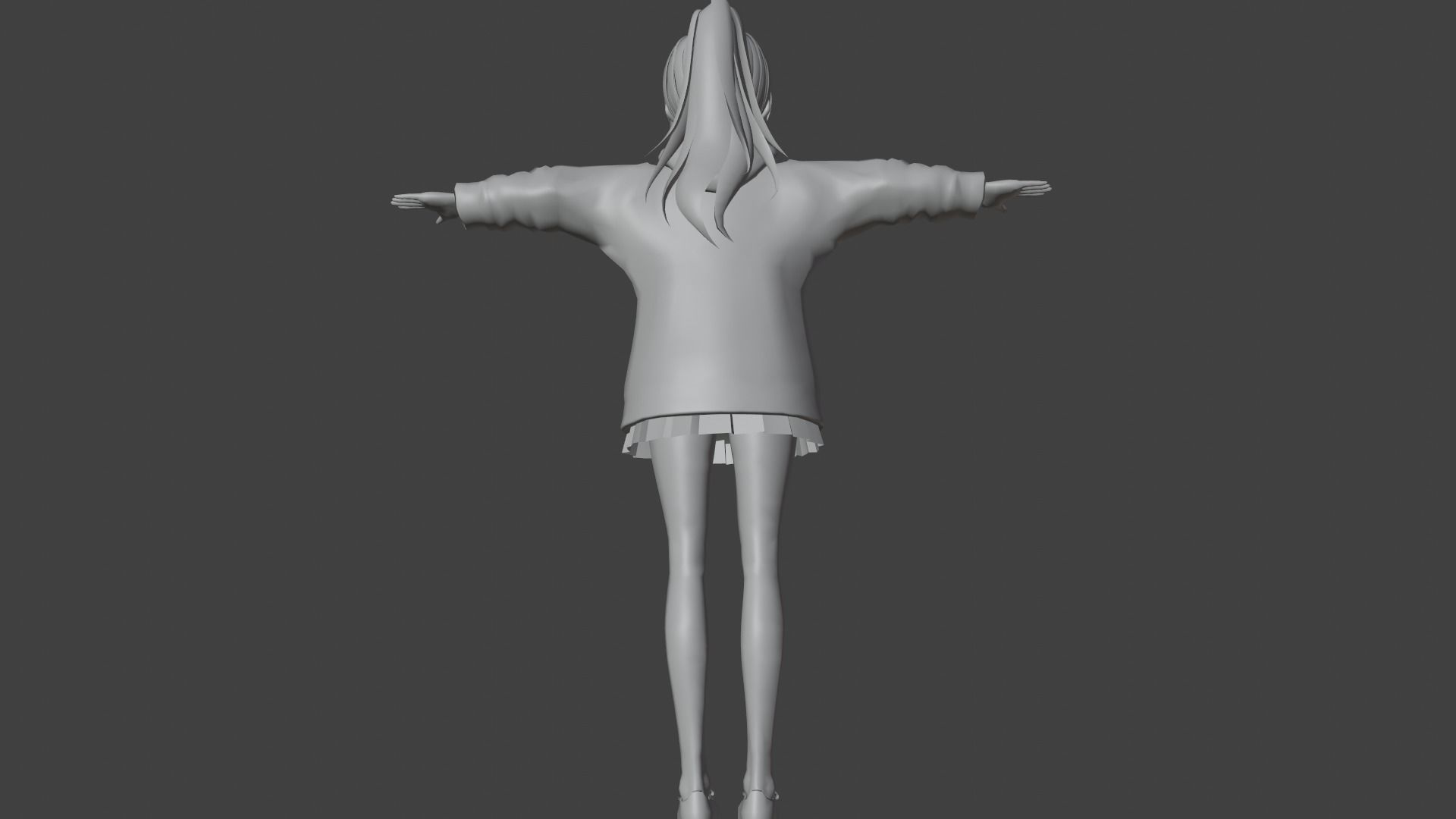 cute anime girl character - Emiko Low-poly 3D model_12