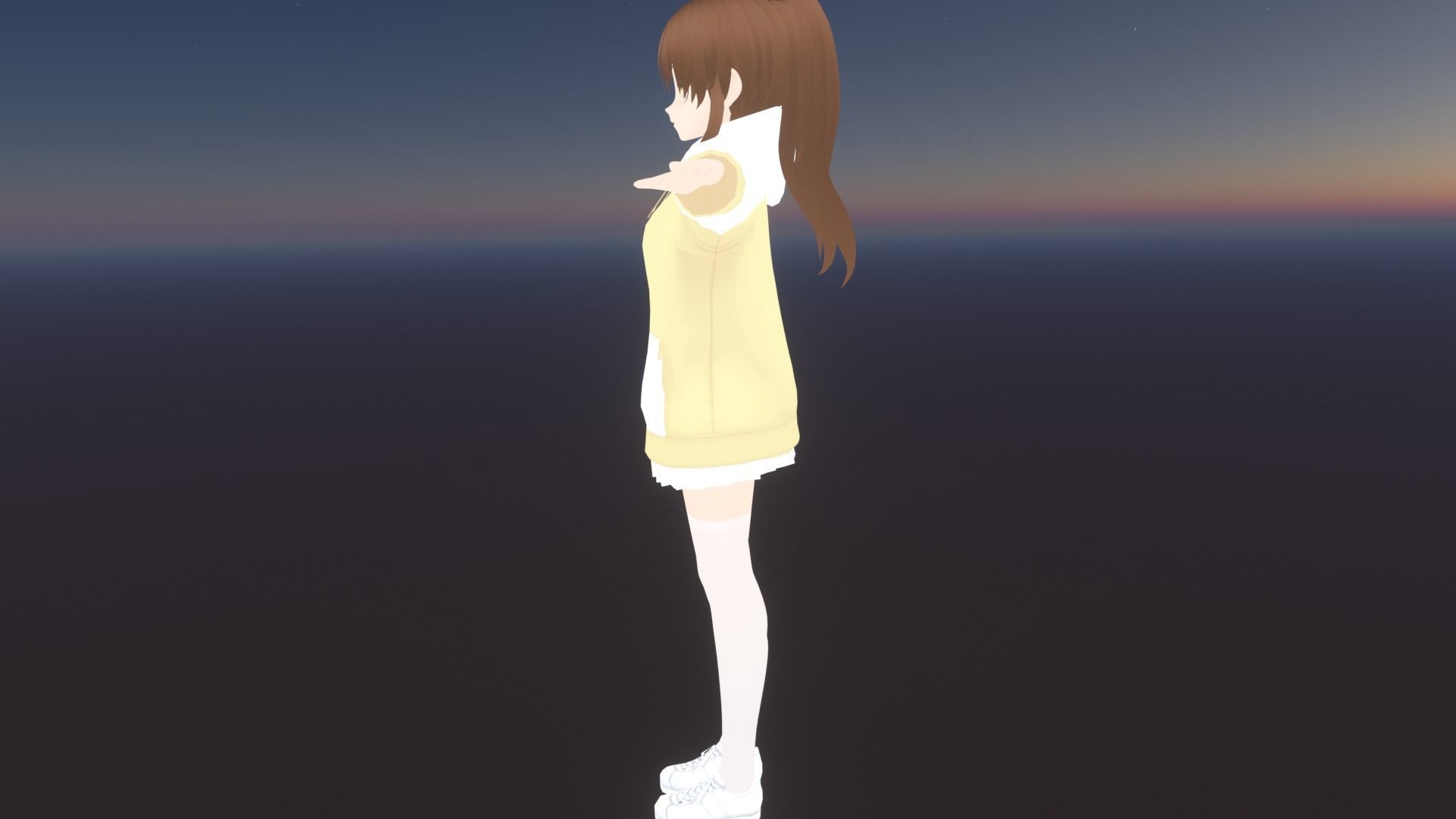 cute anime girl character - Emiko Low-poly 3D model_6
