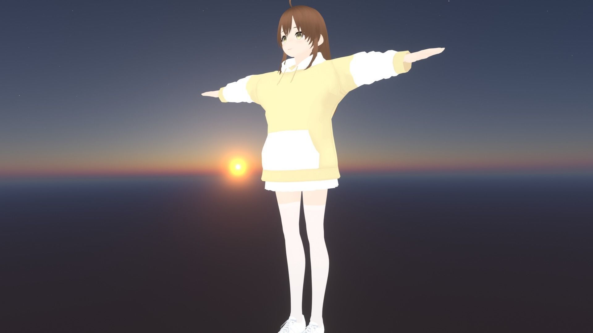 cute anime girl character - Emiko Low-poly 3D model_4