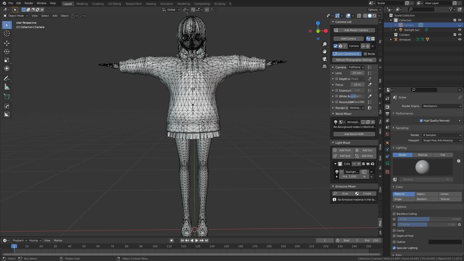 cute anime girl character - Emiko Low-poly 3D model_13
