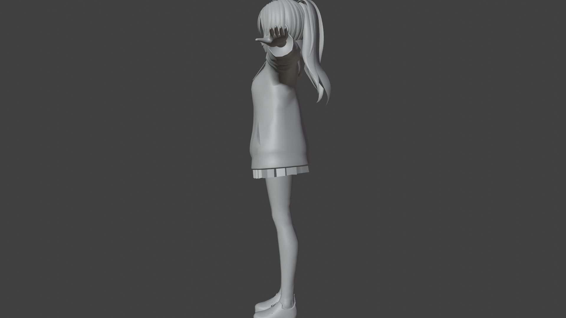 cute anime girl character - Emiko Low-poly 3D model_11