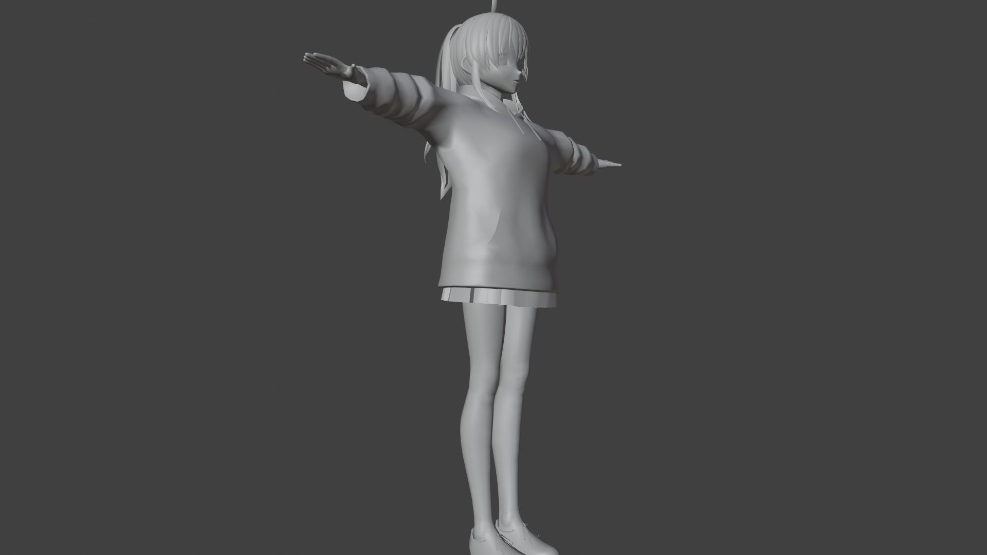 cute anime girl character - Emiko Low-poly 3D model_9