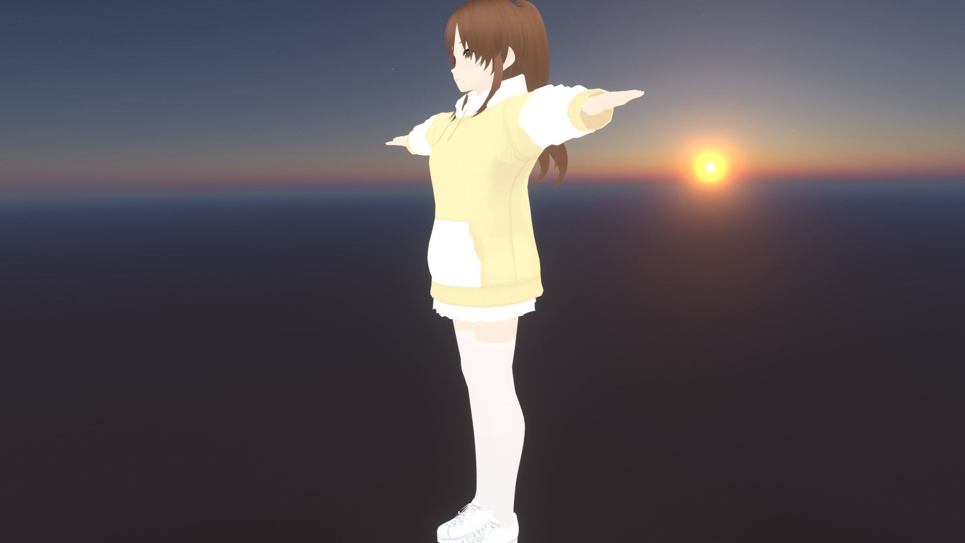 cute anime girl character - Emiko Low-poly 3D model_3